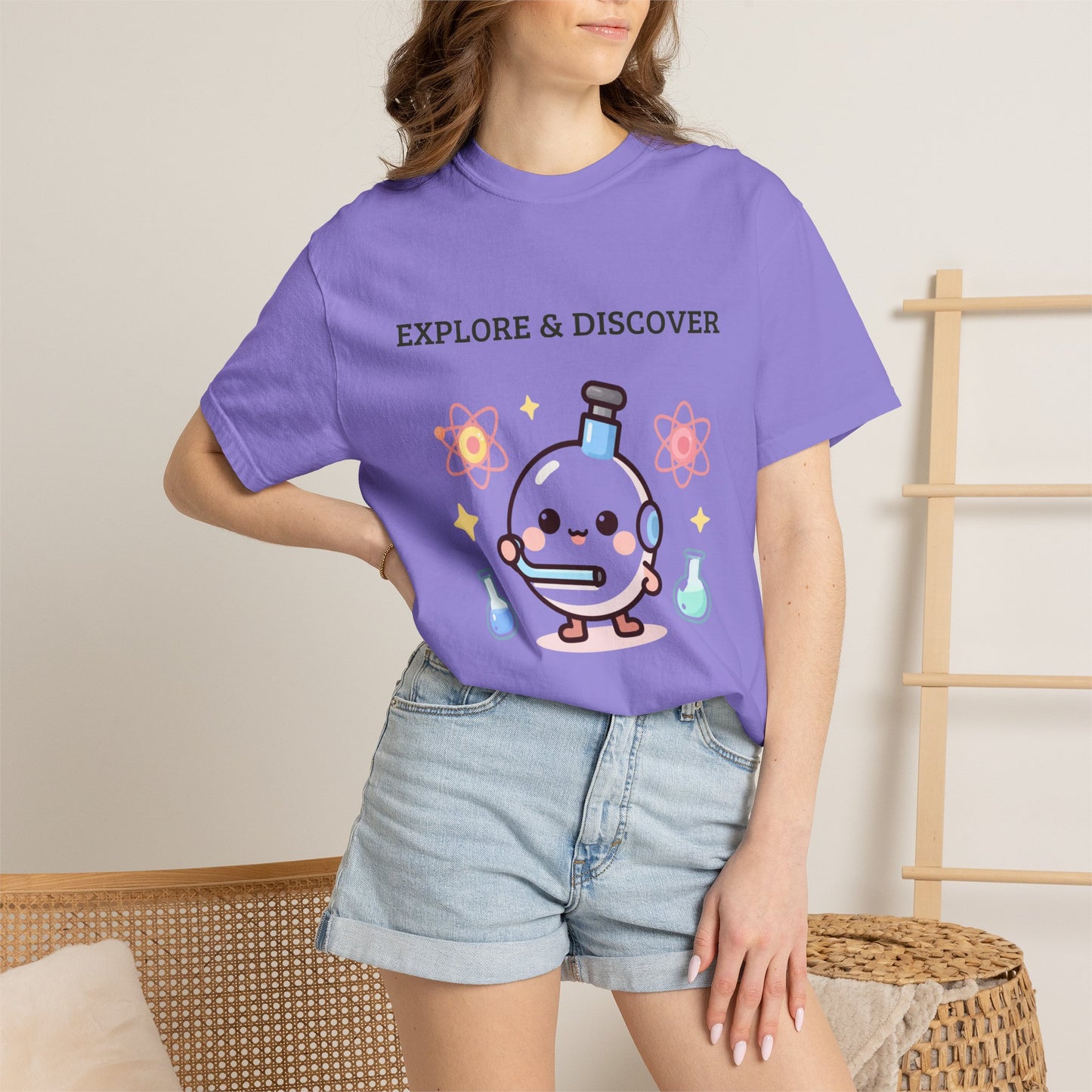 Explore & Discover Science T-Shirt — Cute Kawaii Lab Robot Tee