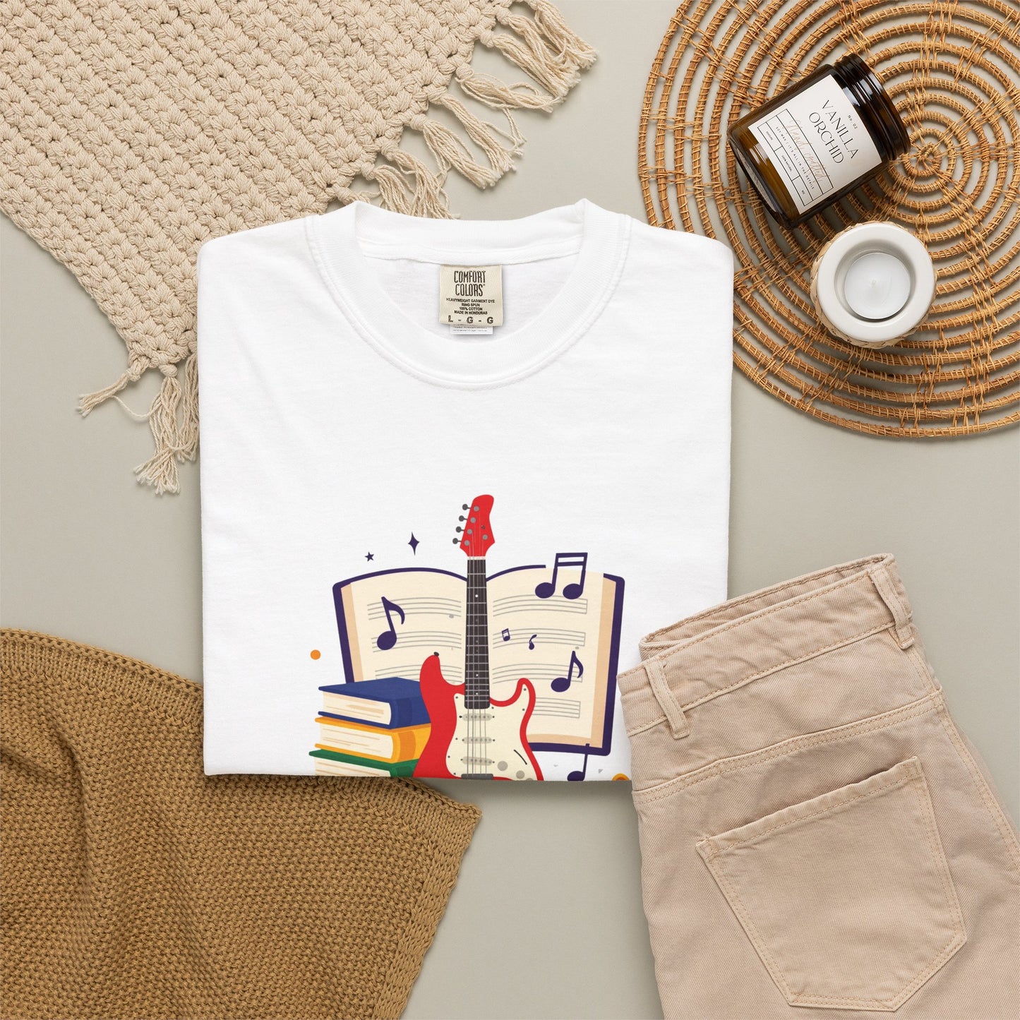 Personalized Music Tee — Guitar & Sheet Music Gift for Musicians & Music Teachers (Add Your Name)