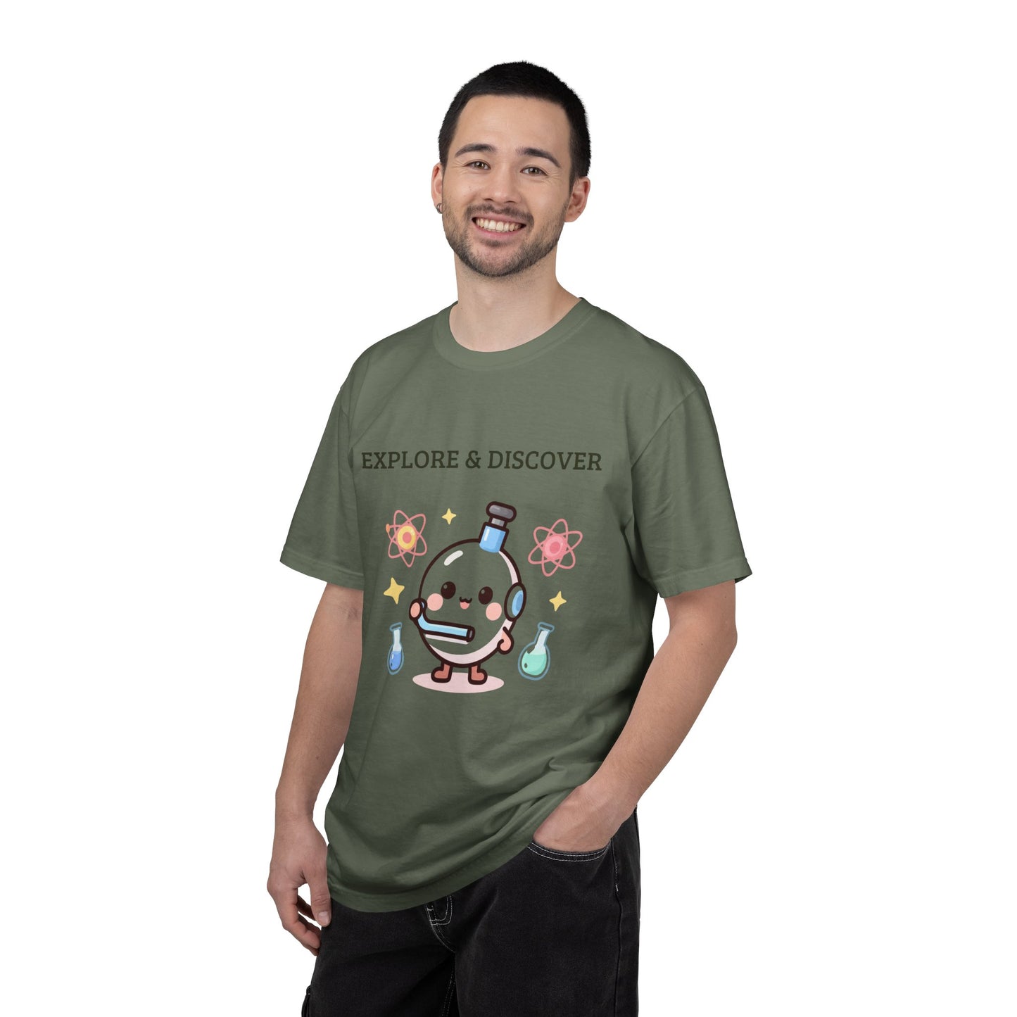 Explore & Discover Science T-Shirt — Cute Kawaii Lab Robot Tee
