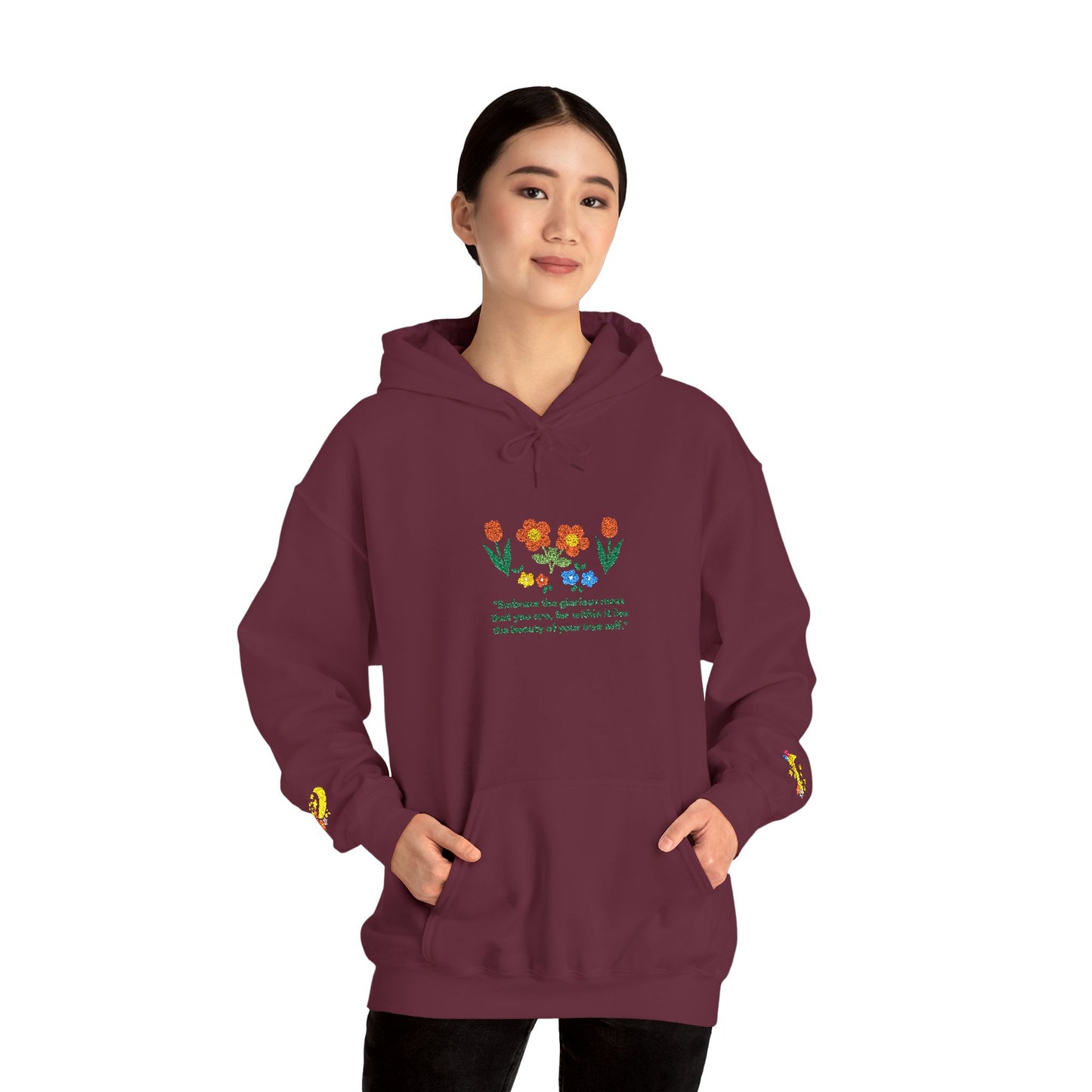 Embroidered Wildflower Hoodie — "Embrace the Glorious Mess"