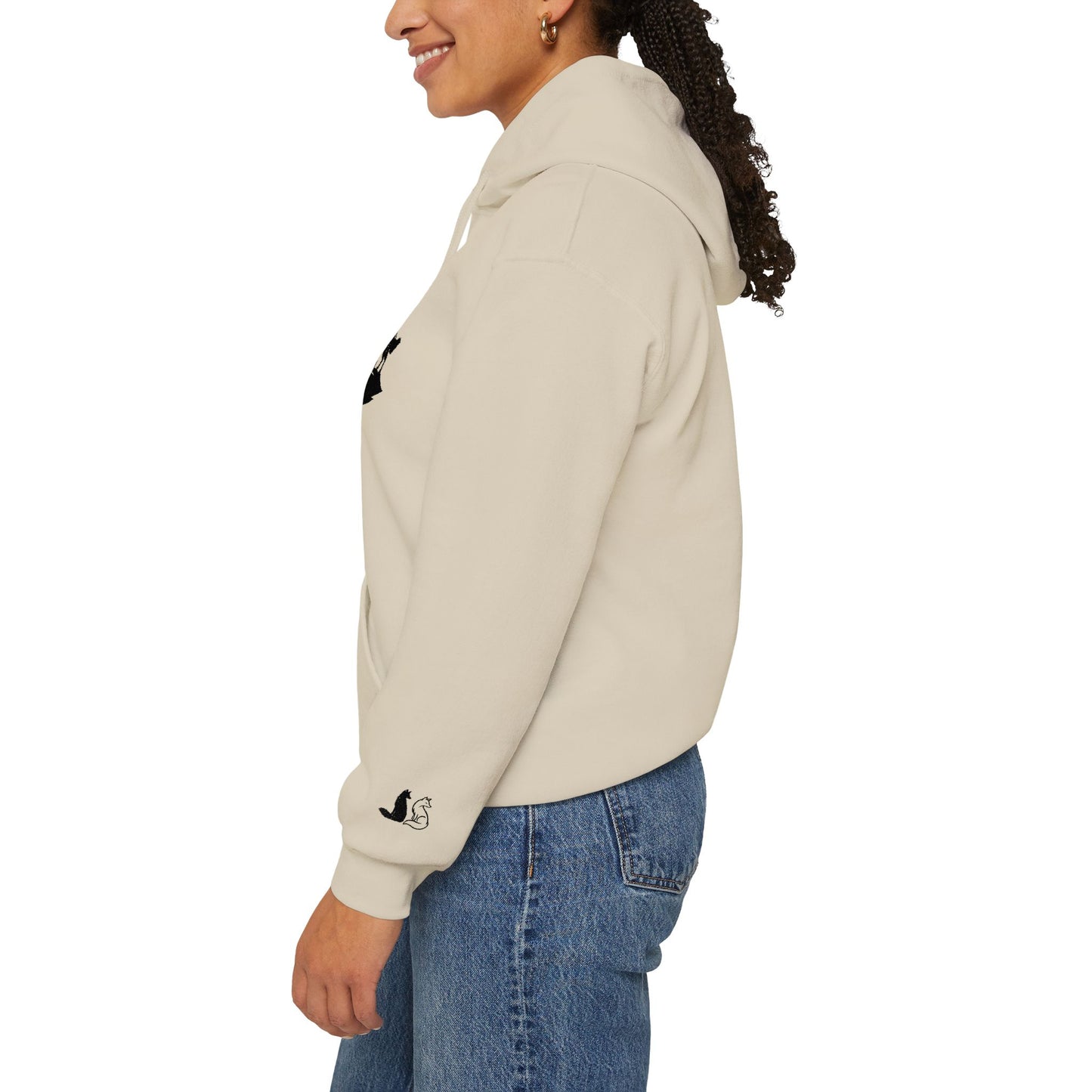 Embroidered Wolf & Moon Hoodie — Howling Wolf Silhouette