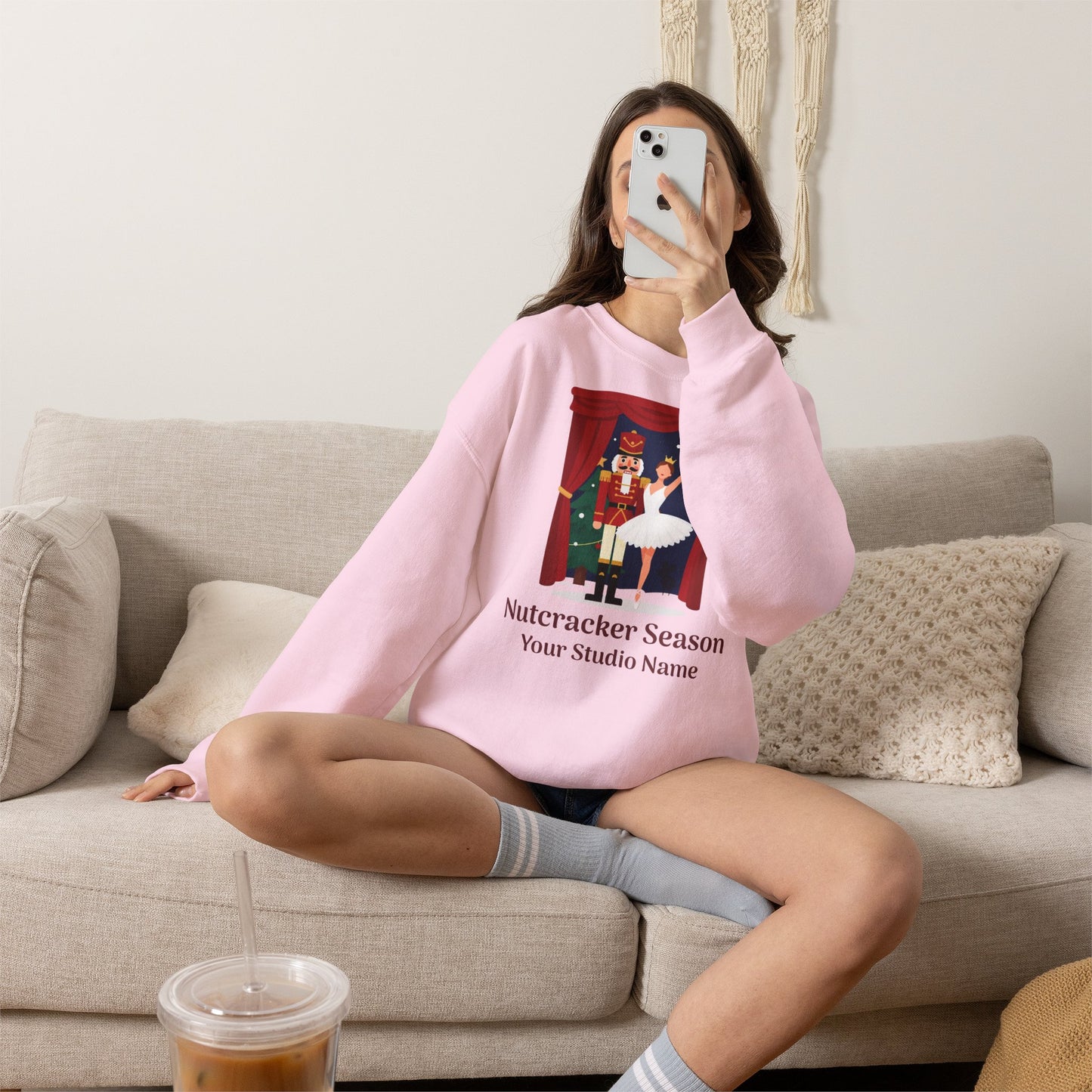 Personalized Nutcracker Season Sweatshirt — Sugar Plum Ballerina Dance Studio Crewneck (Add Studio Name)