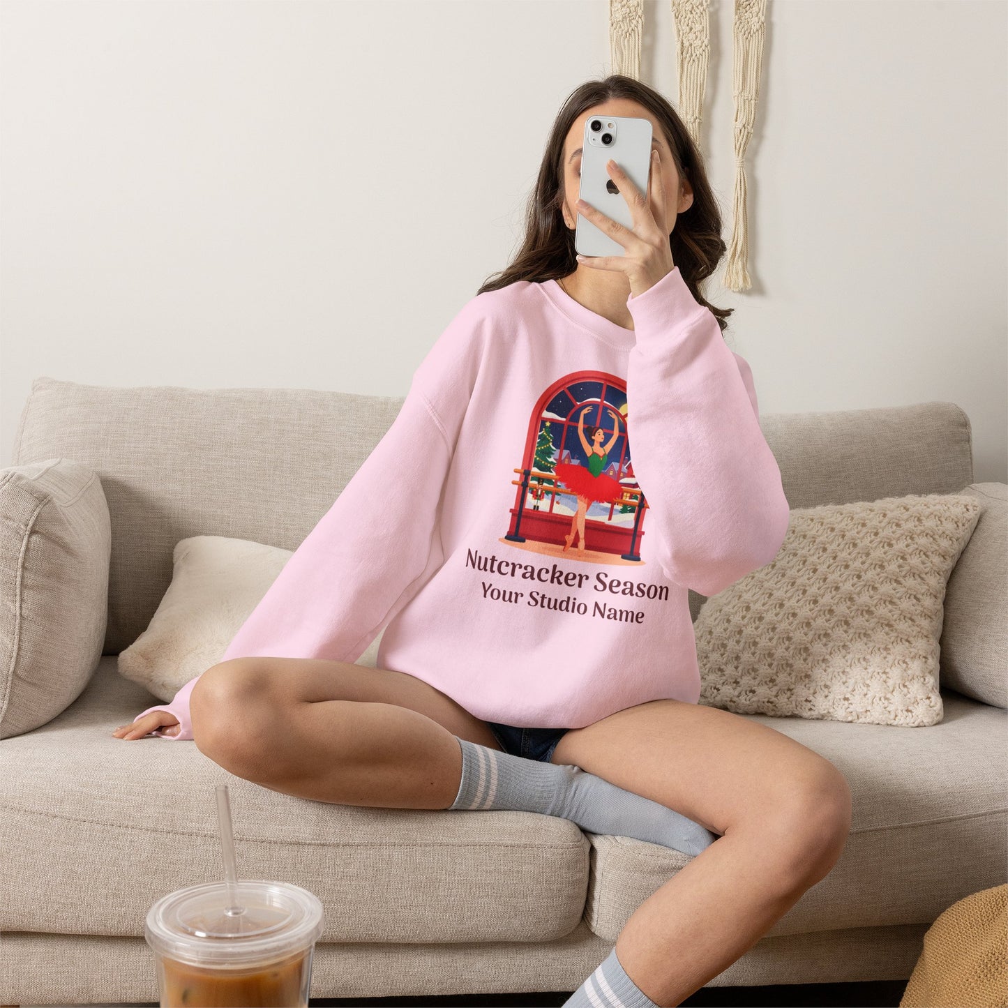 Personalized Nutcracker Season Sweatshirt — Ballerina at the Window Studio Crewneck (Add Studio Name)