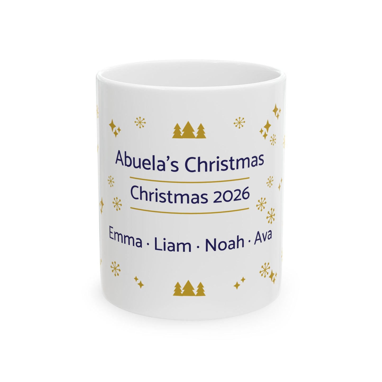 Personalized Abuela Christmas Mug with Grandkids Names — Custom Family Gift