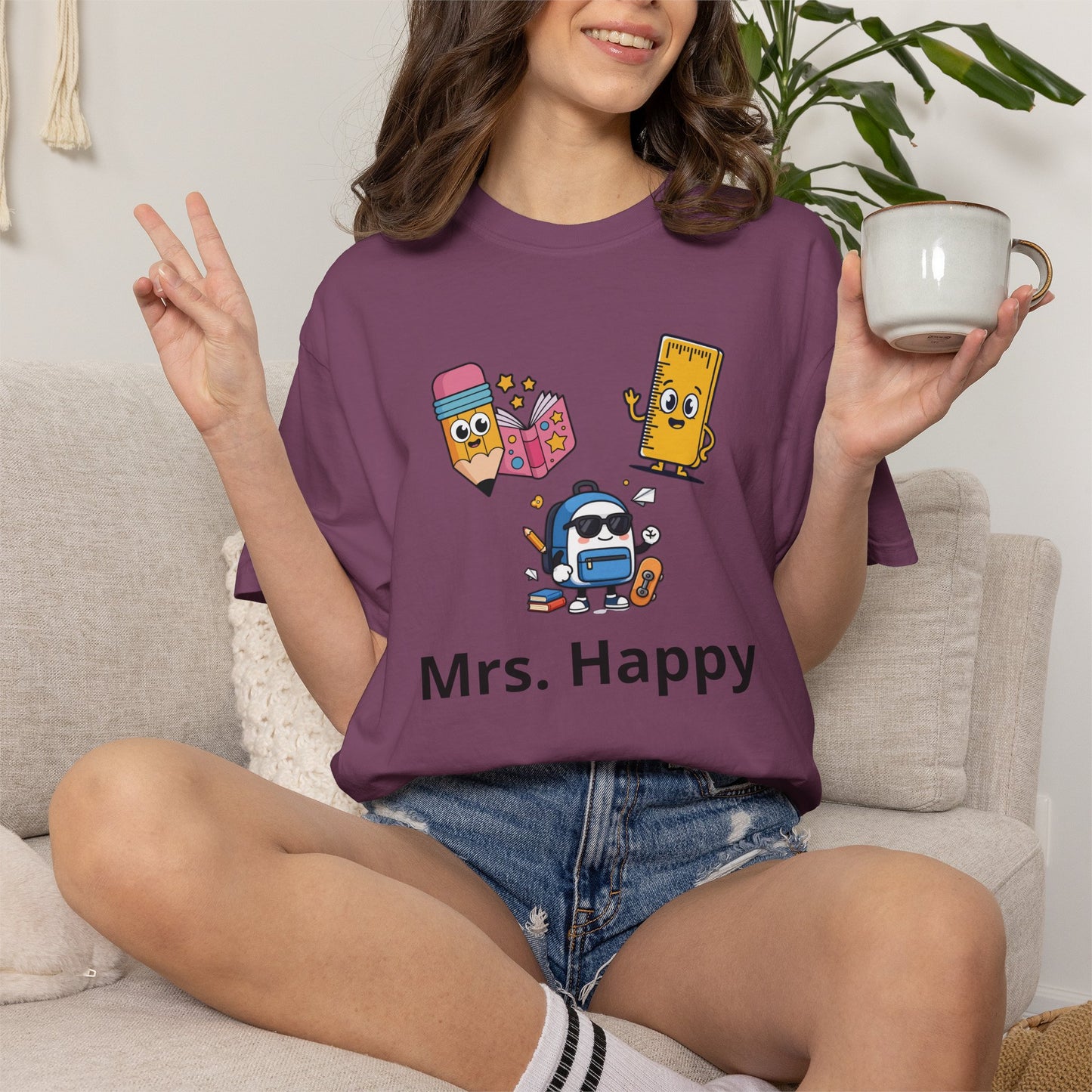 Mrs. Happy Cute Snack Characters T-Shirt