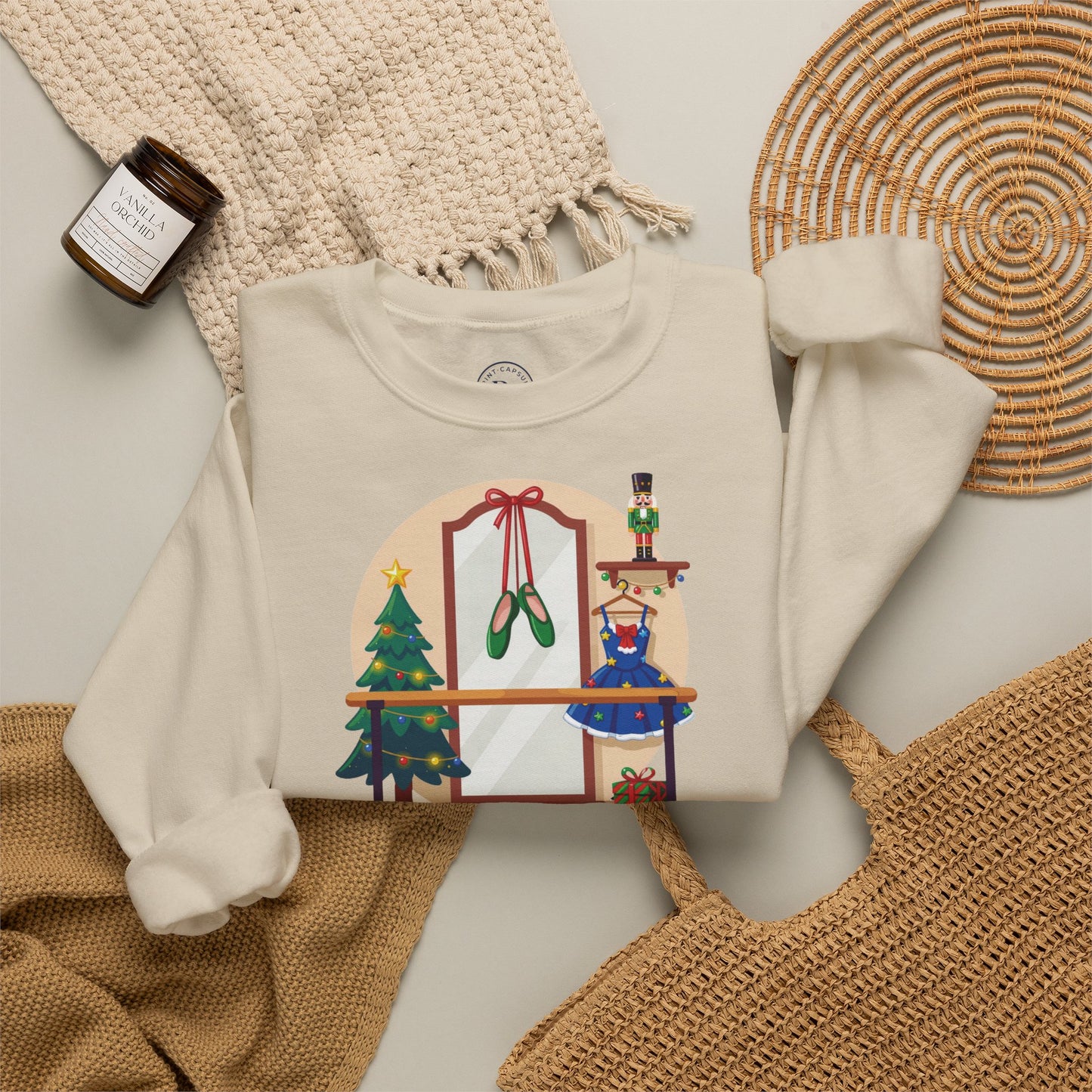 Personalized Nutcracker Season Sweatshirt — Ballet Barre & Pointe Shoes Studio Crewneck (Add Studio Name)