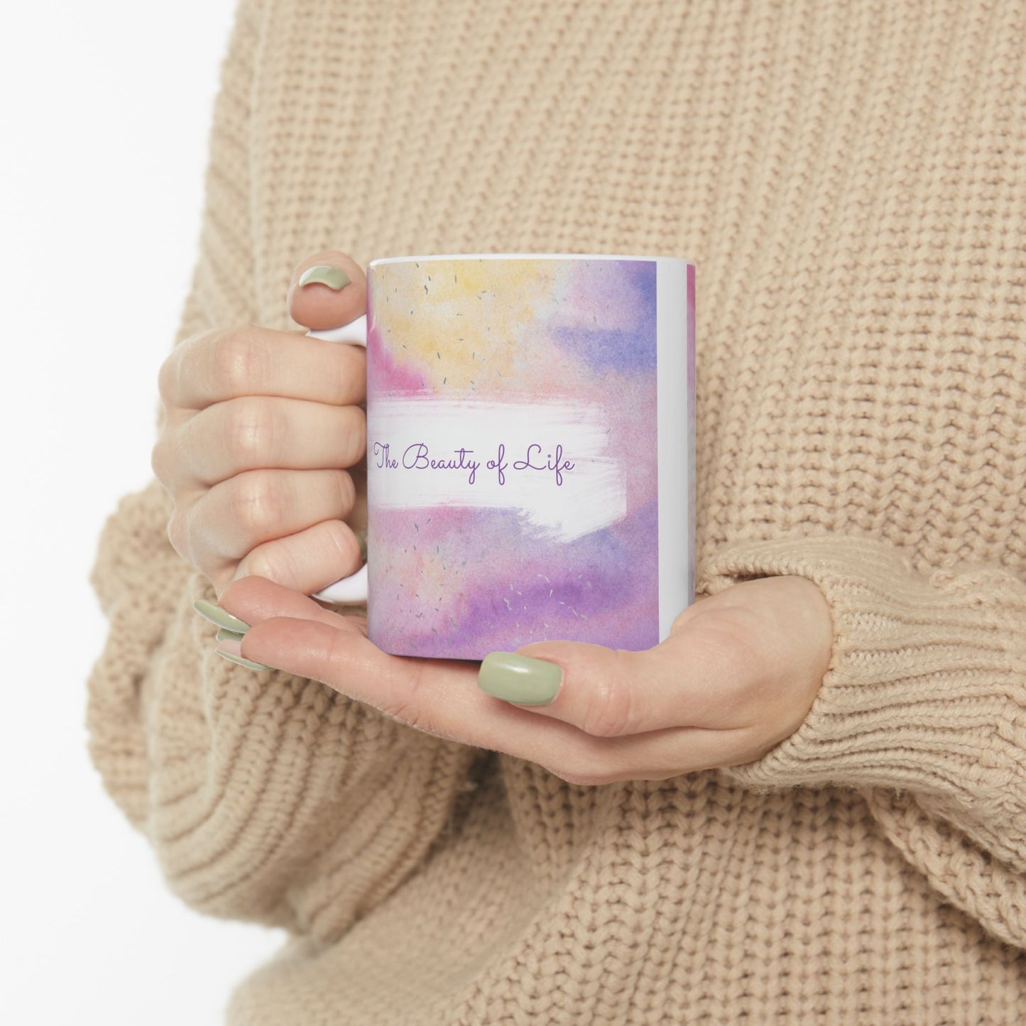 Watercolor Pastel Ceramic Mug — "The Best Is Yet To Come"