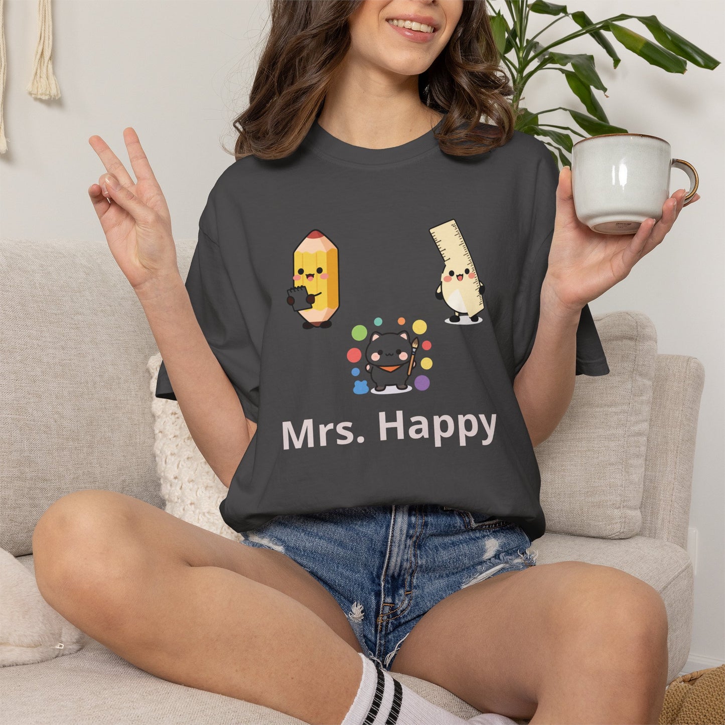 Mrs. Happy Cute Snack Characters T-Shirt