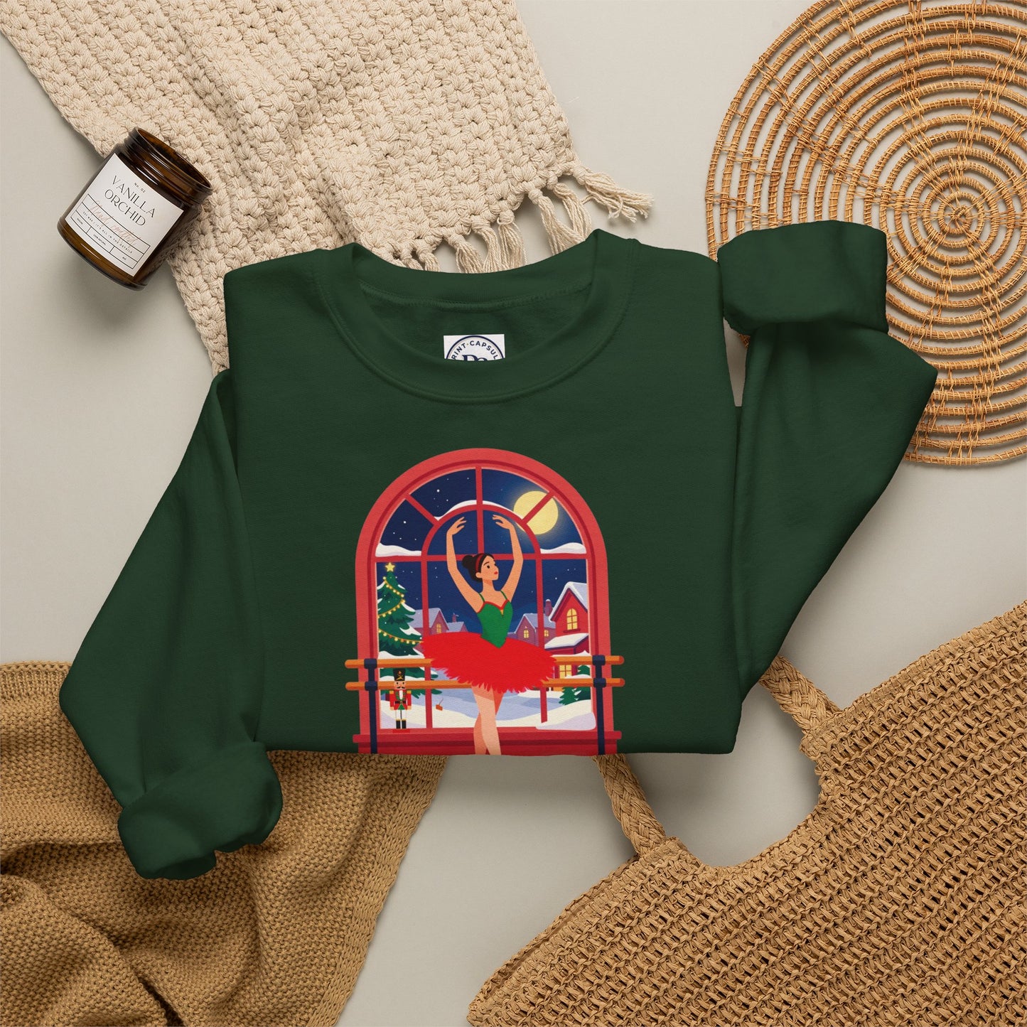 Personalized Nutcracker Season Sweatshirt — Ballerina at the Window Studio Crewneck (Add Studio Name)