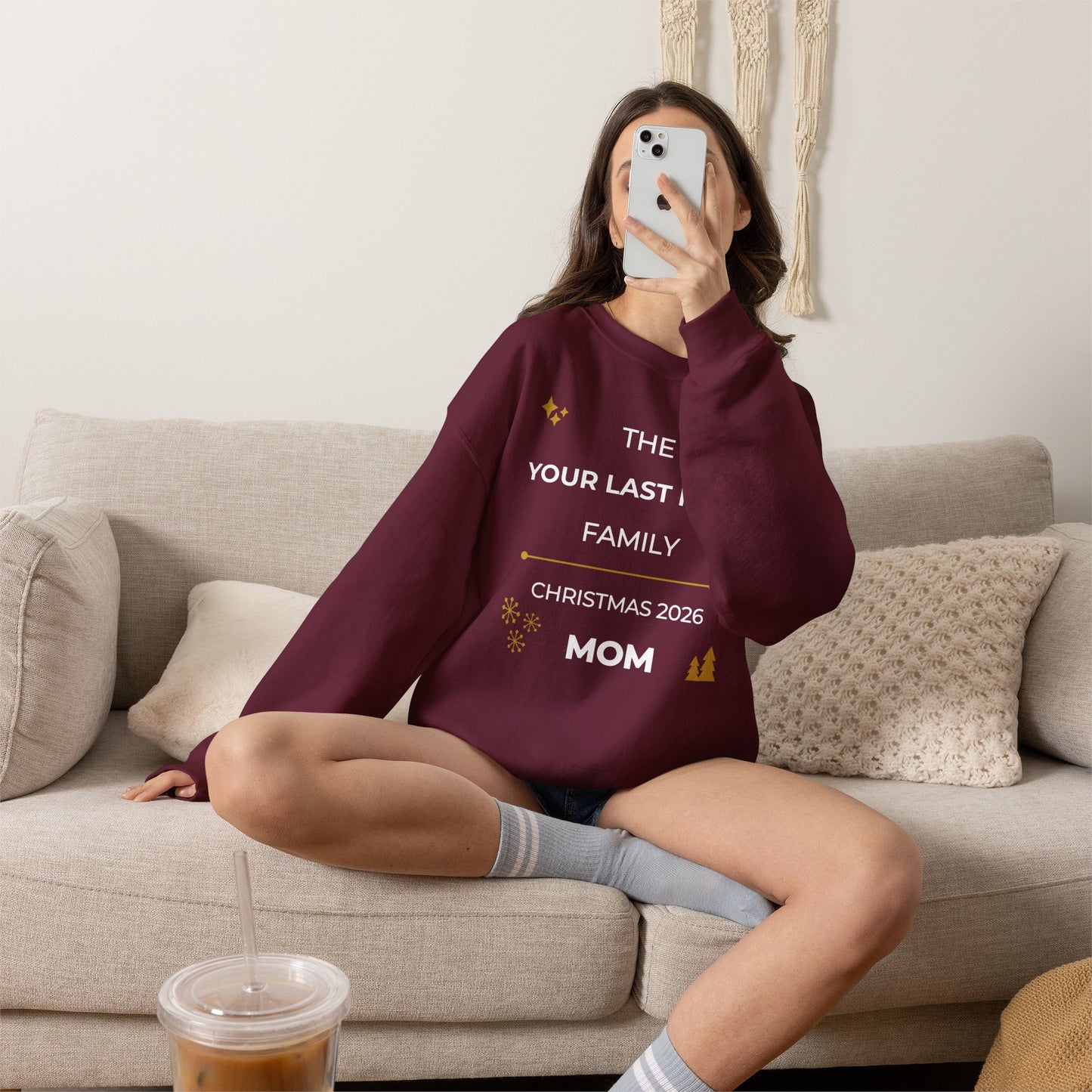 Personalized Family Christmas Sweatshirt — Mom Matching Crewneck (Add Last Name)