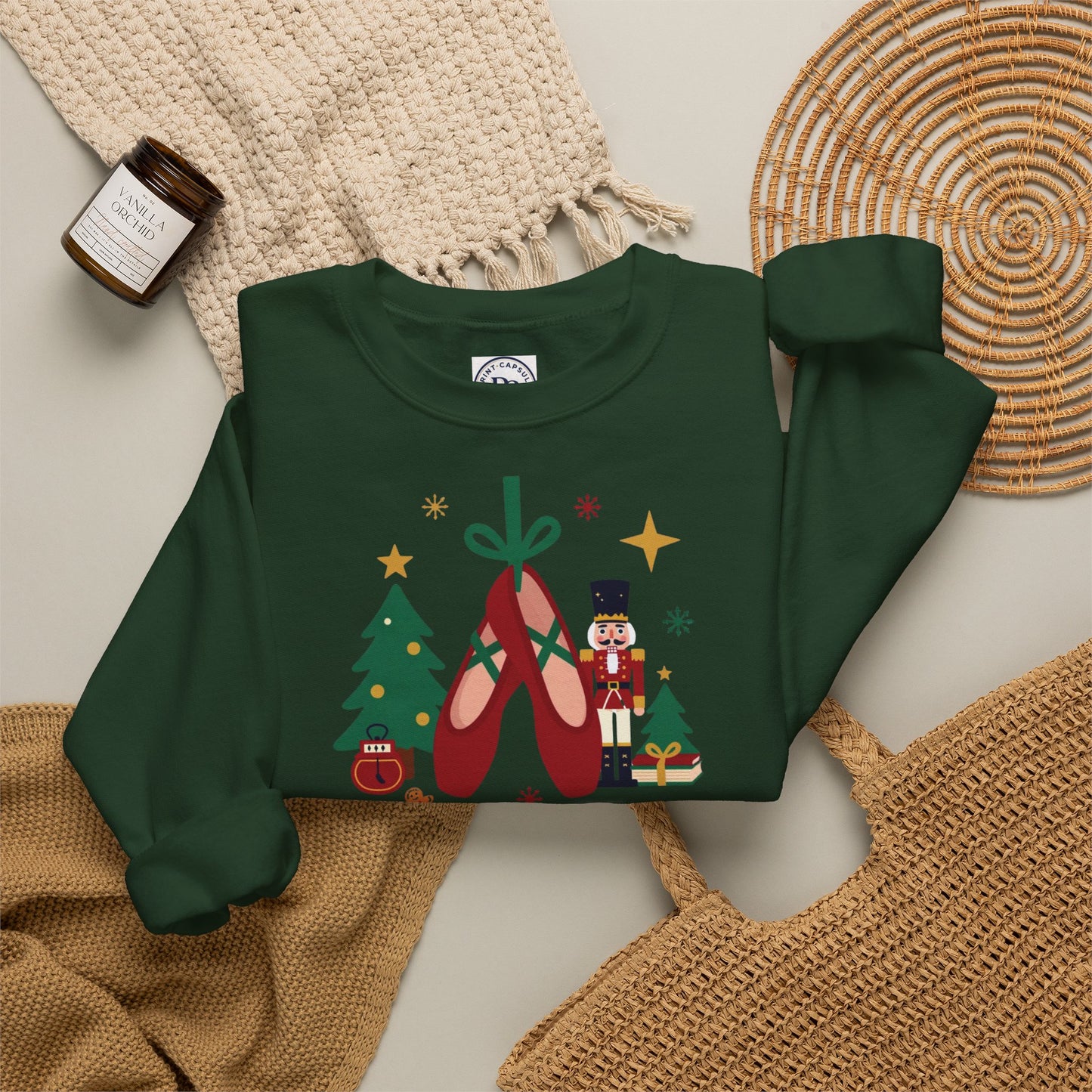 Personalized Nutcracker Season Sweatshirt — Red Pointe Shoes Dance Studio Crewneck (Add Studio Name)