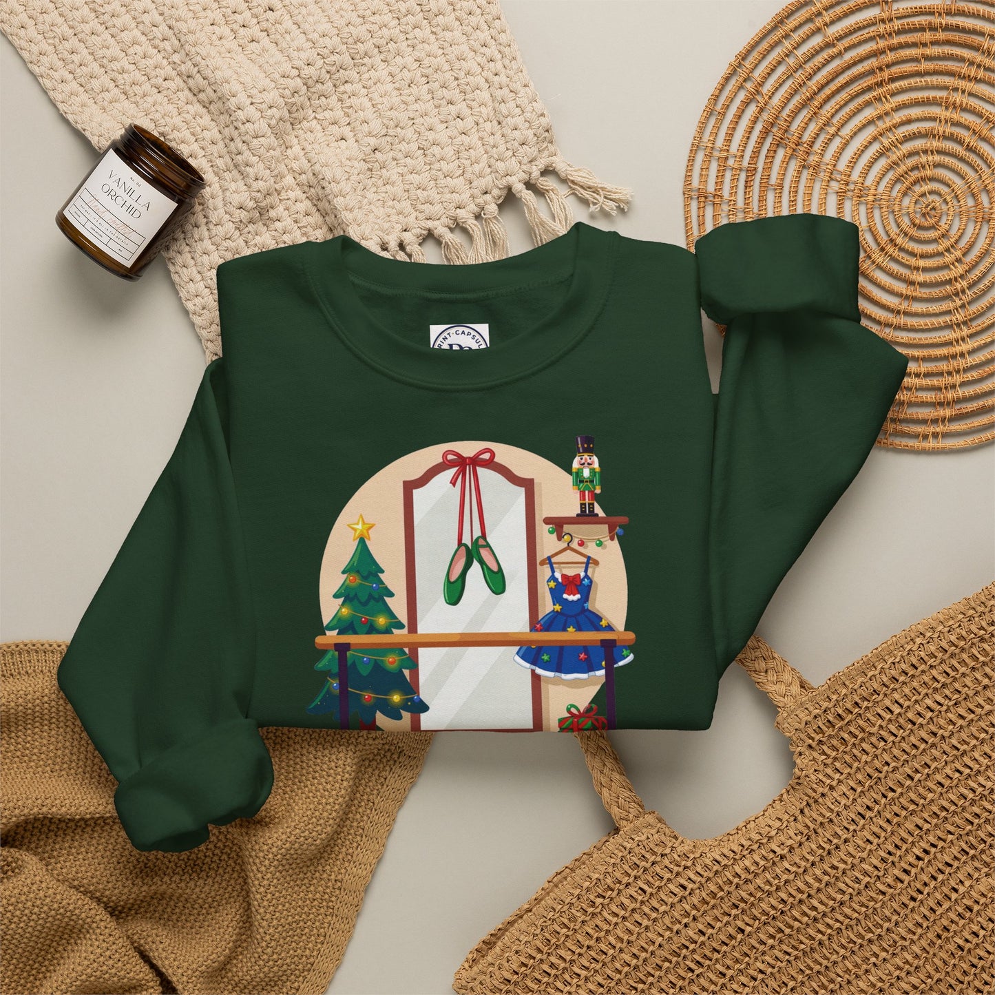 Personalized Nutcracker Season Sweatshirt — Ballet Barre & Pointe Shoes Studio Crewneck (Add Studio Name)