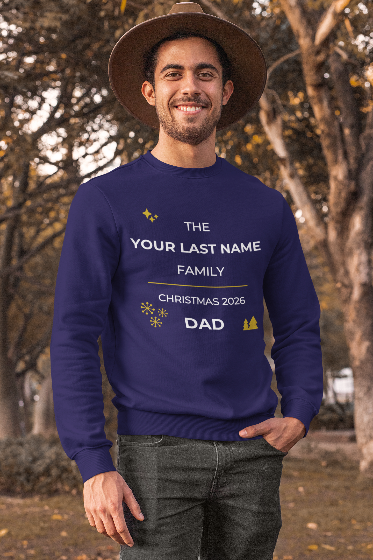 Personalized Family Christmas Sweatshirt — Dad Matching Crewneck (Add Last Name)