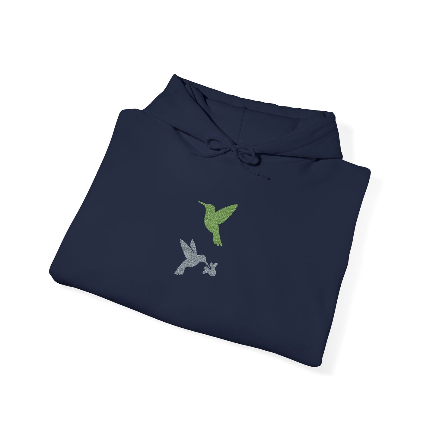 Hummingbird Floral Hoodie — Embroidered Birds & Sleeve Blooms