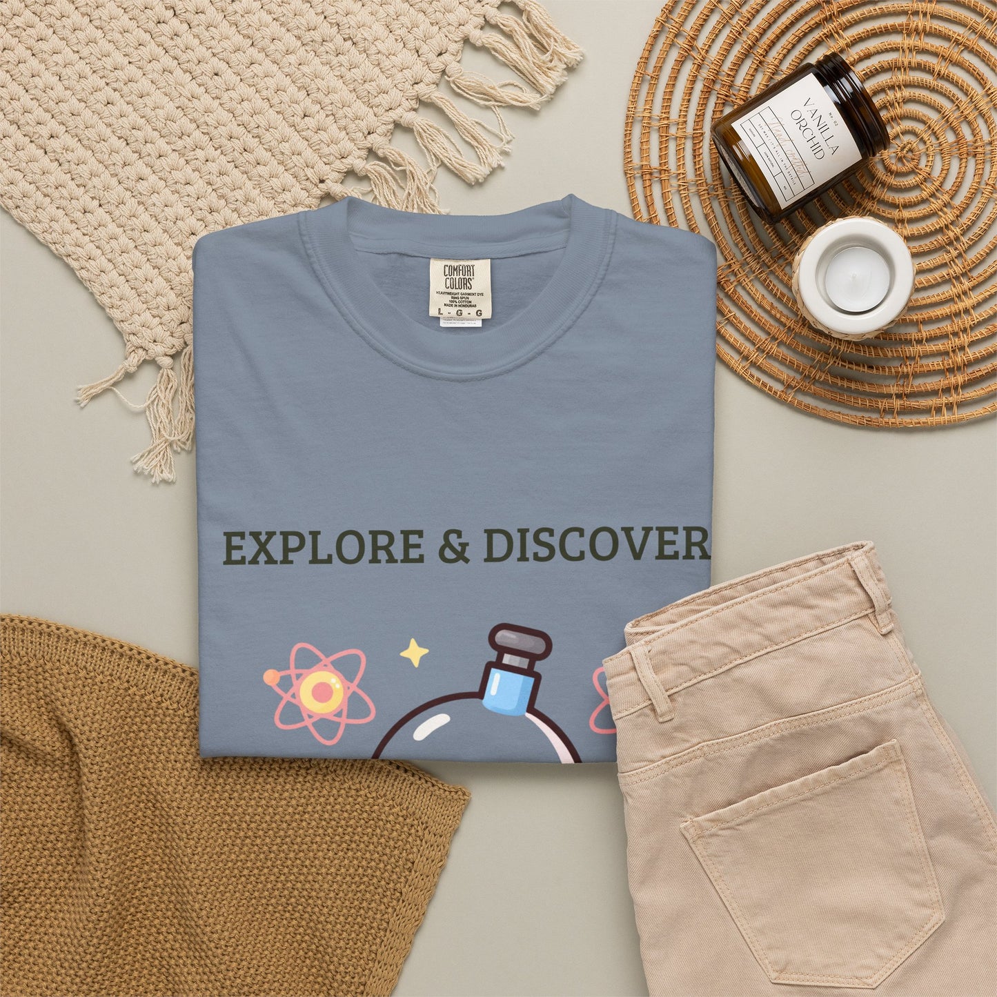 Explore & Discover Science T-Shirt — Cute Kawaii Lab Robot Tee