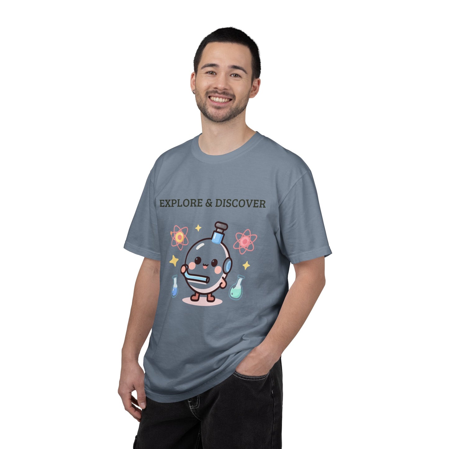 Explore & Discover Science T-Shirt — Cute Kawaii Lab Robot Tee
