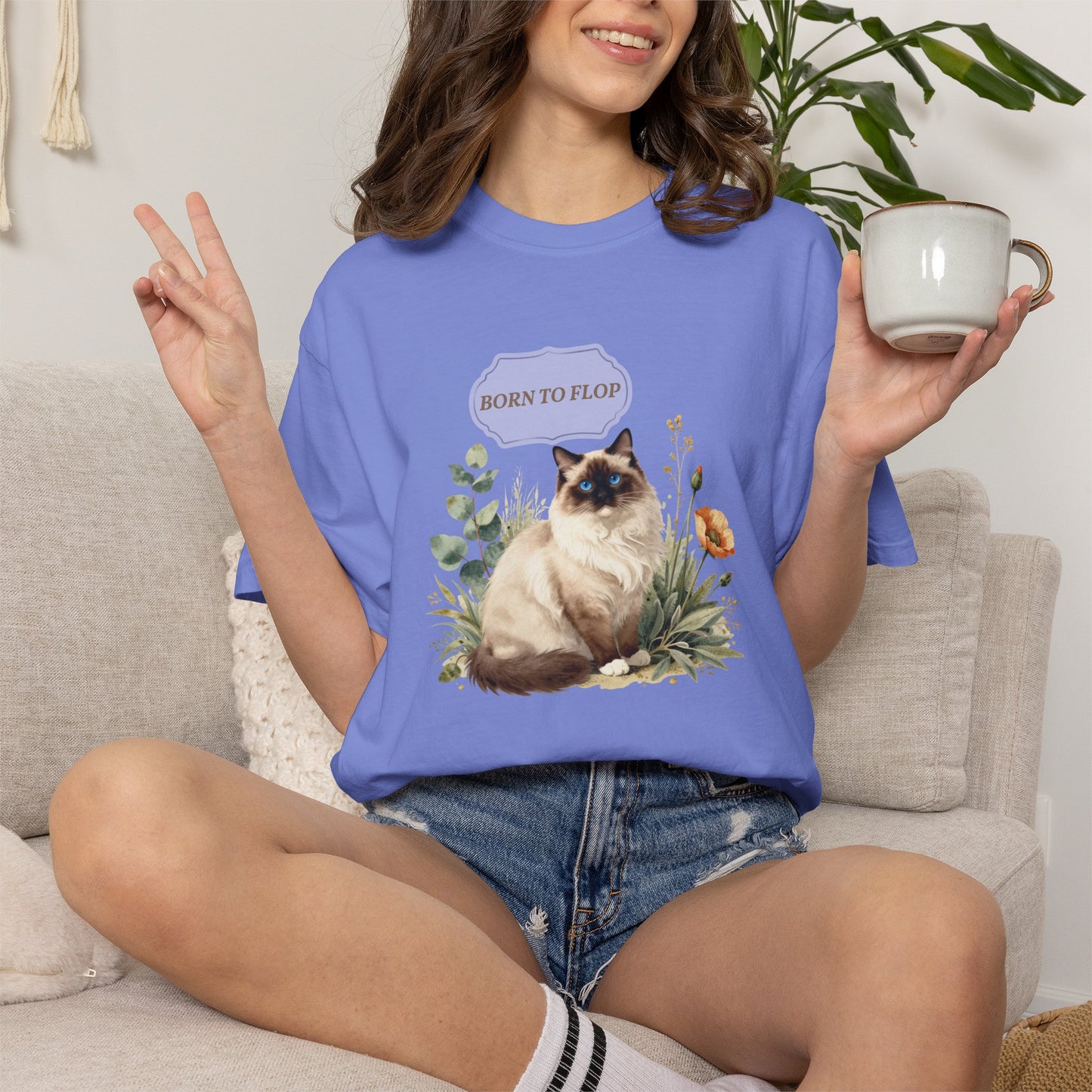 Personalized Ragdoll Cat Shirt — Custom Text Floral Tee