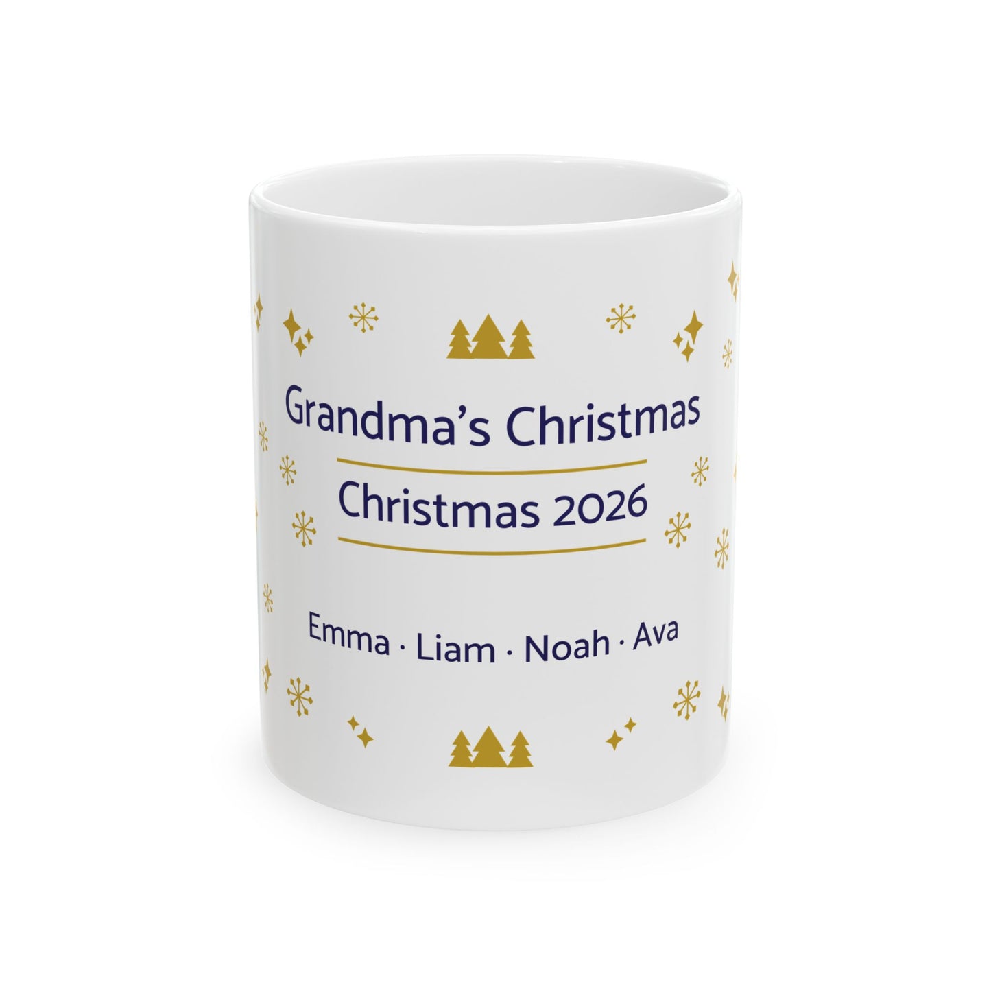 Personalized Grandma Christmas Mug with Grandkids Names — Custom Nana Gift