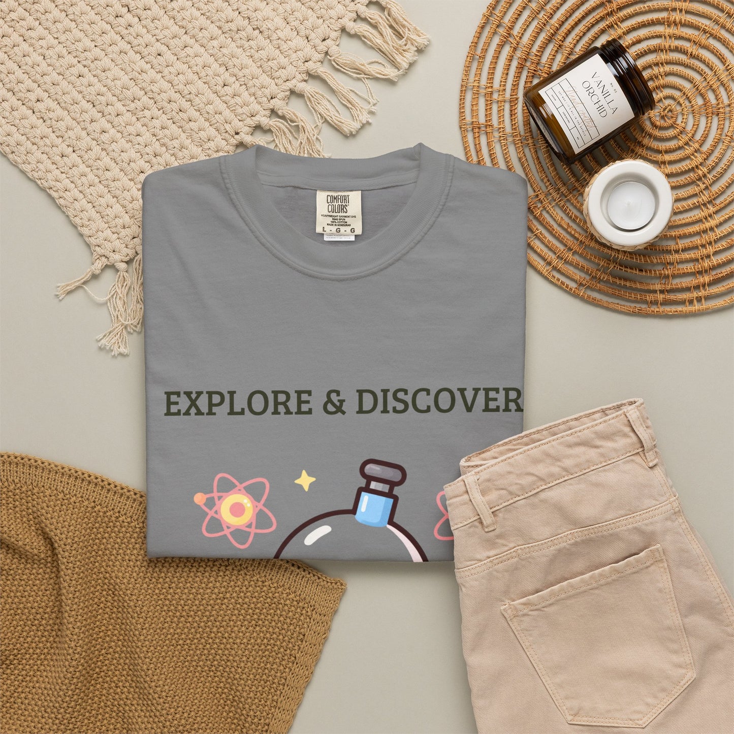 Explore & Discover Science T-Shirt — Cute Kawaii Lab Robot Tee