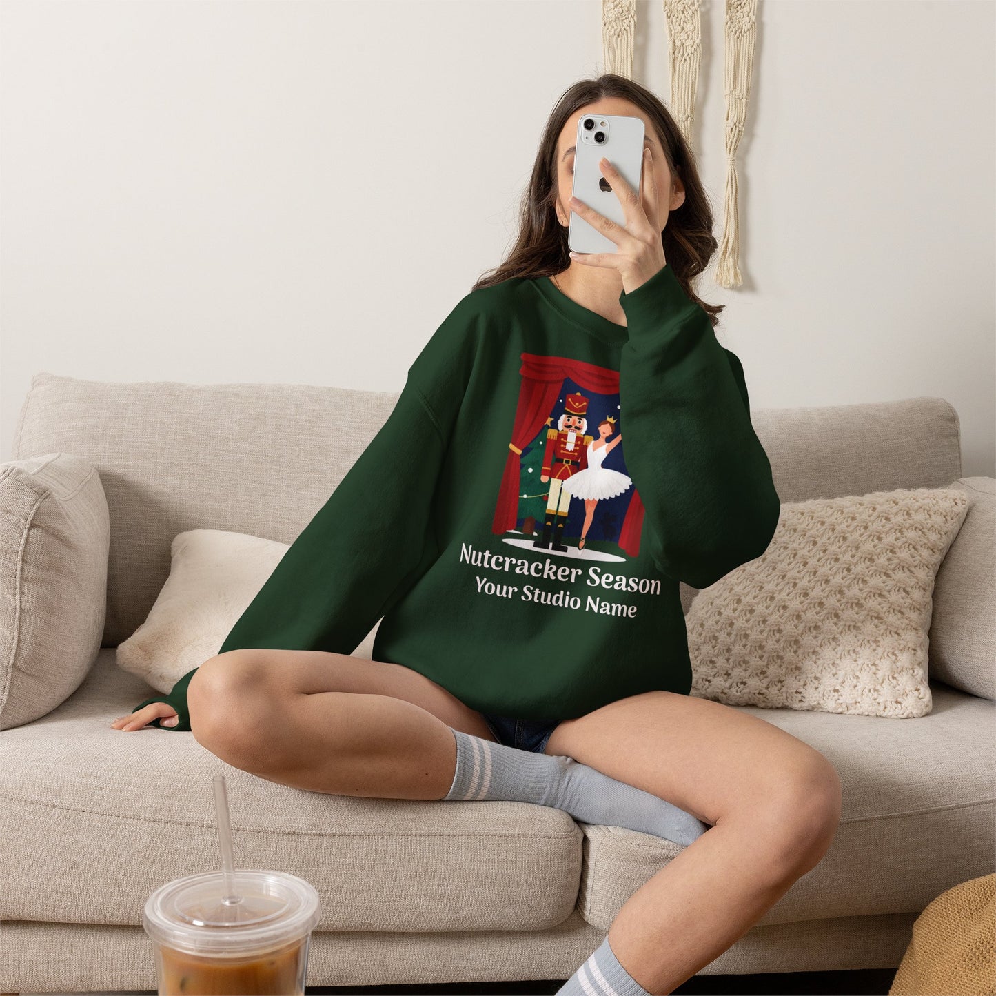 Personalized Nutcracker Season Sweatshirt — Sugar Plum Ballerina Dance Studio Crewneck (Add Studio Name)