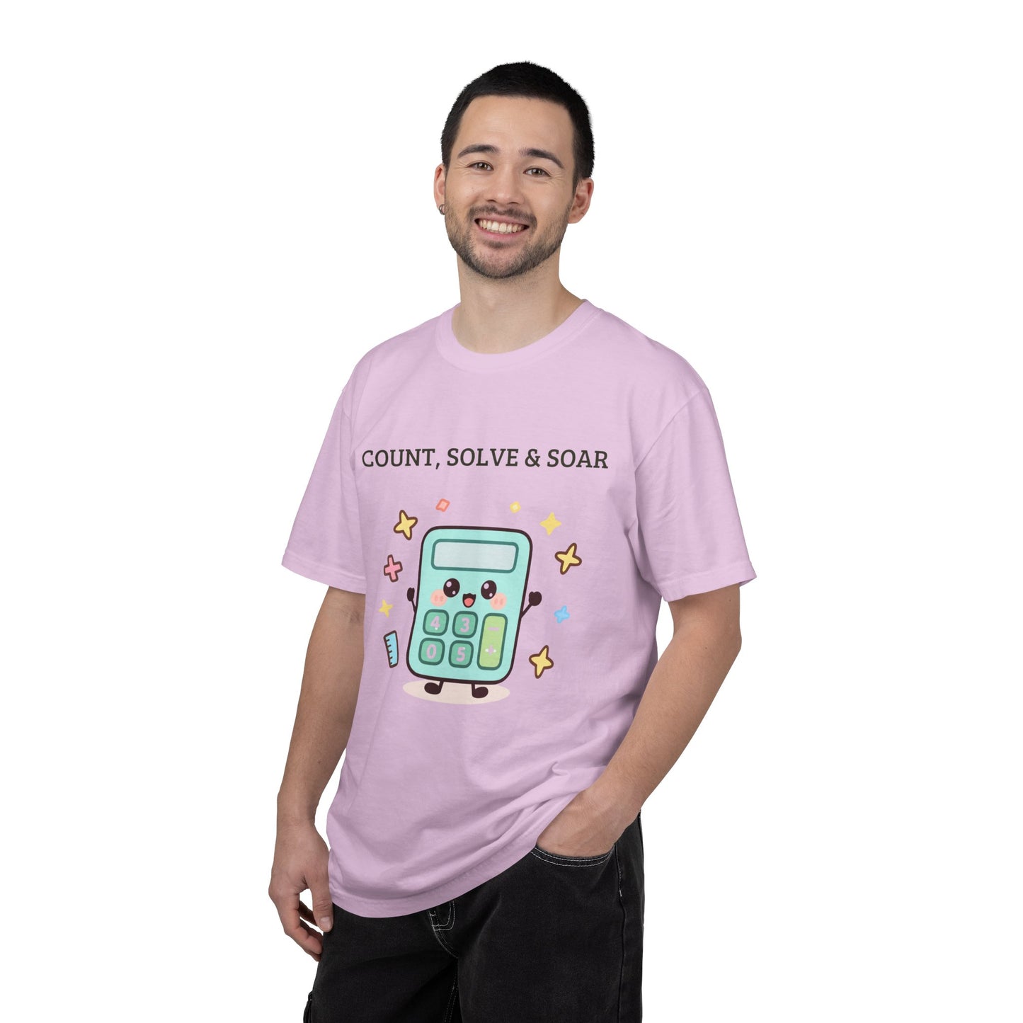 Count, Solve & Soar Calculator T-Shirt — Cute Math Teacher Student Tee