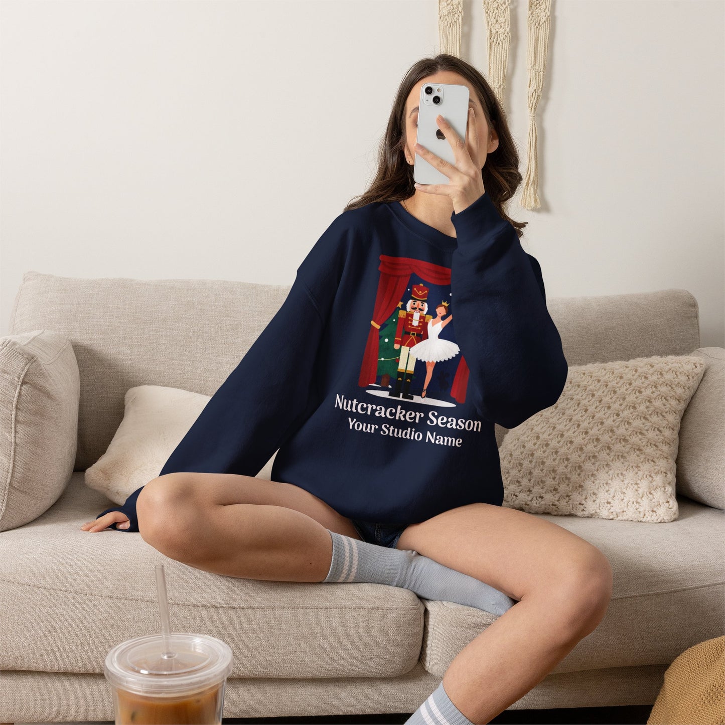 Personalized Nutcracker Season Sweatshirt — Sugar Plum Ballerina Dance Studio Crewneck (Add Studio Name)