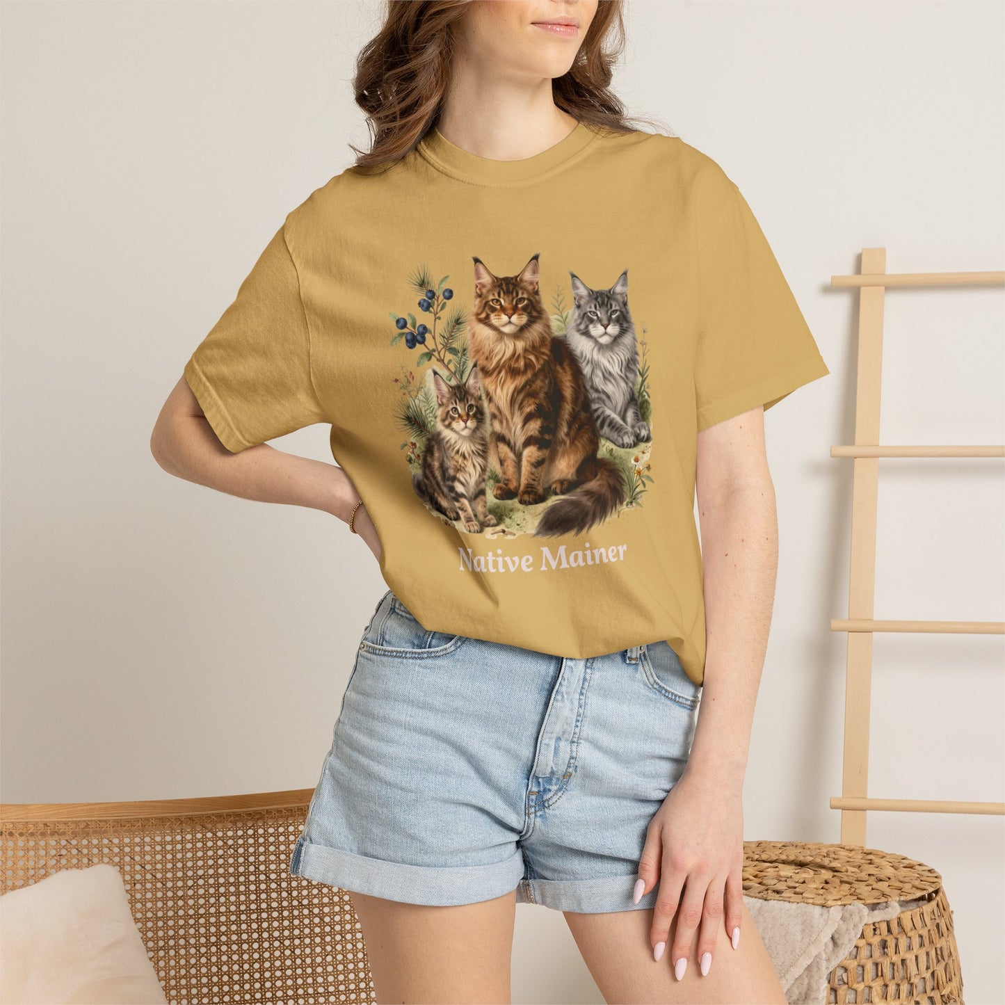 Personalized Maine Coon Cat Shirt — Custom Text Trio Tee