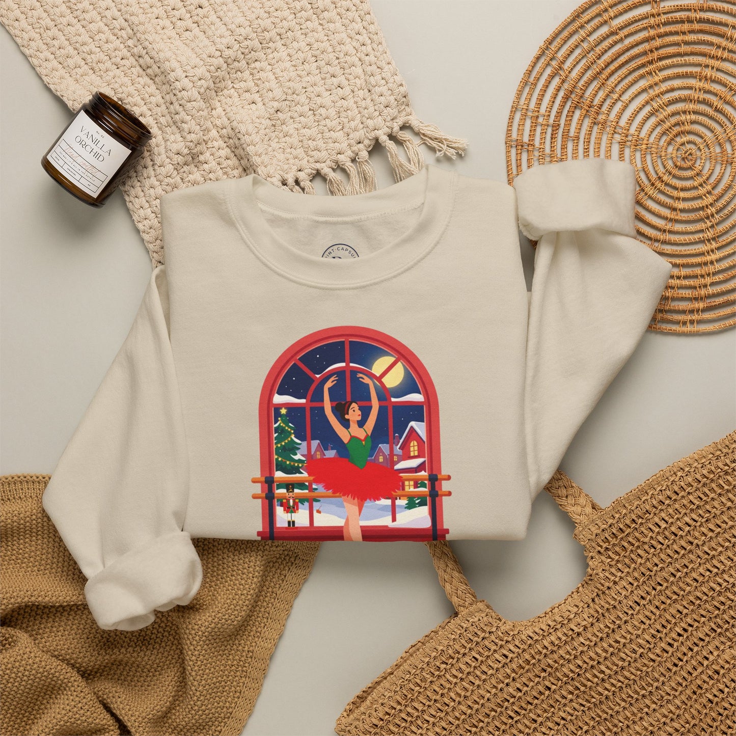 Personalized Nutcracker Season Sweatshirt — Ballerina at the Window Studio Crewneck (Add Studio Name)