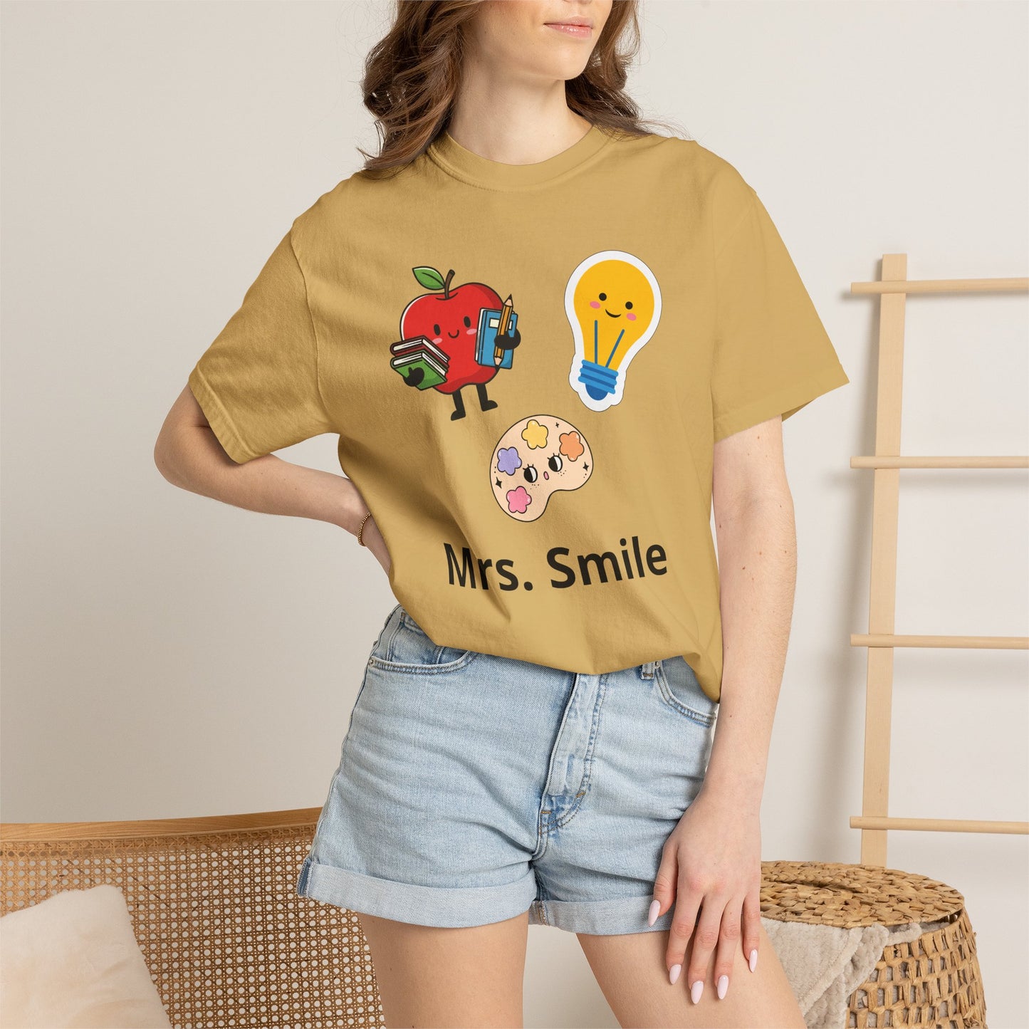 Custom Text Teacher Shirt — Personalized Apple & Lightbulb Tee