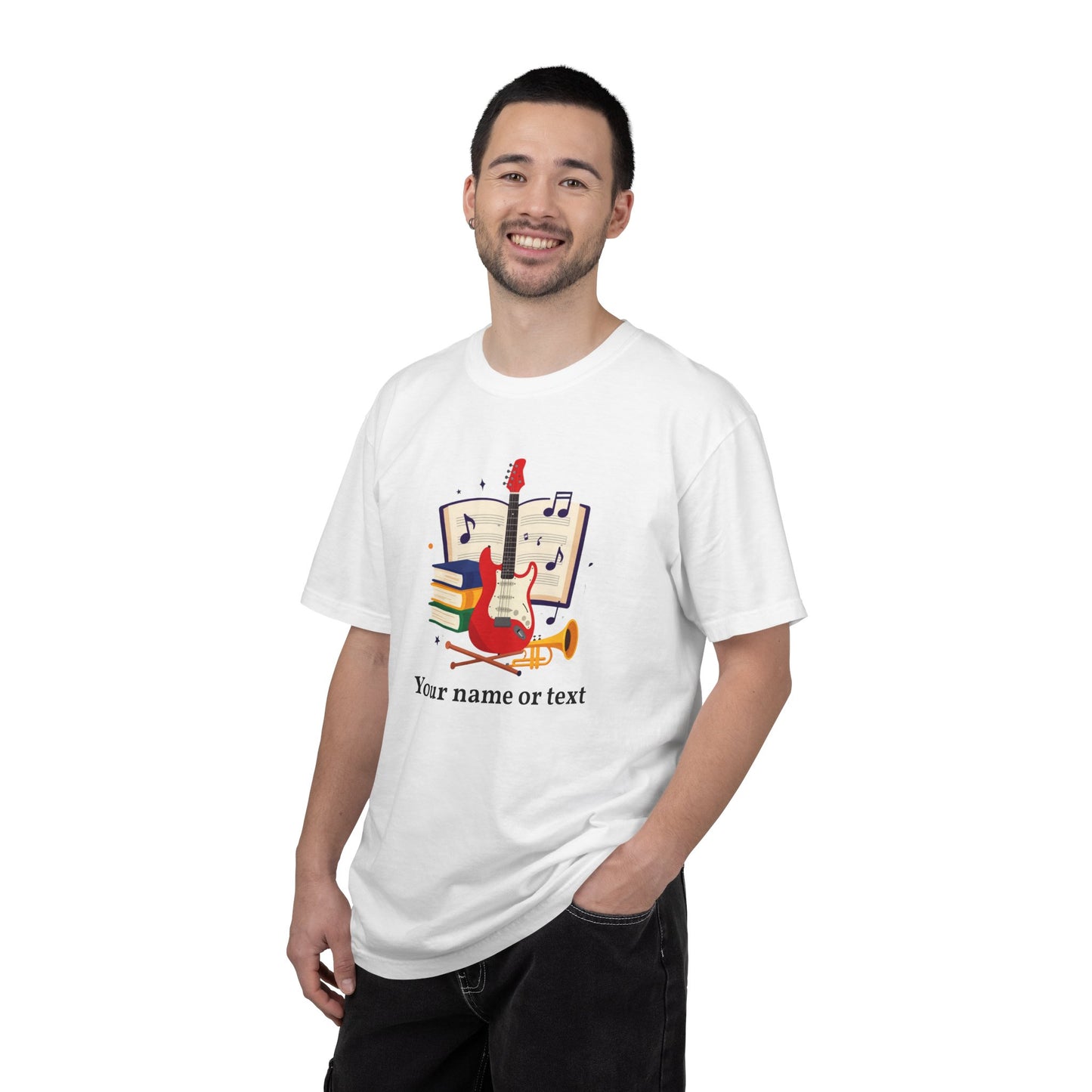 Personalized Music Tee — Guitar & Sheet Music Gift for Musicians & Music Teachers (Add Your Name)
