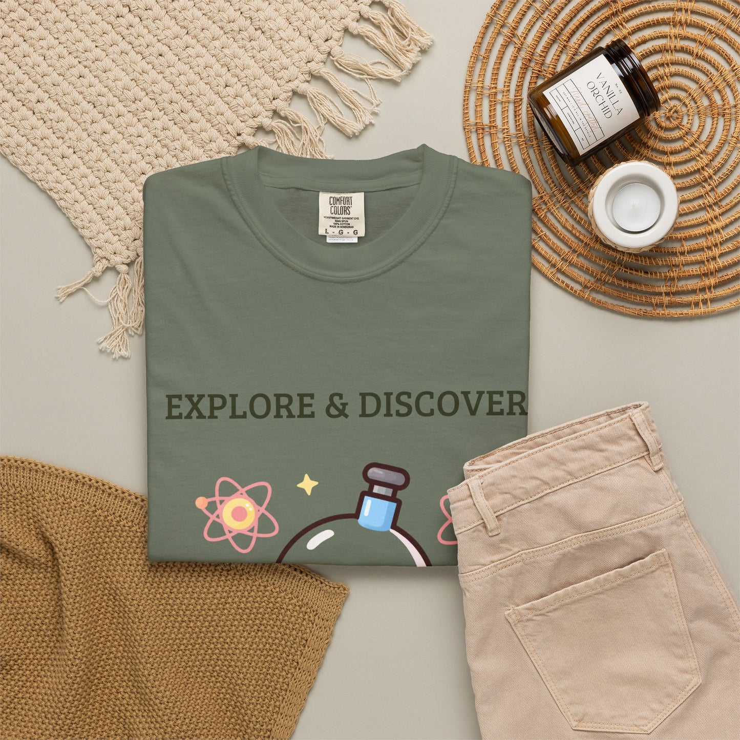 Explore & Discover Science T-Shirt — Cute Kawaii Lab Robot Tee
