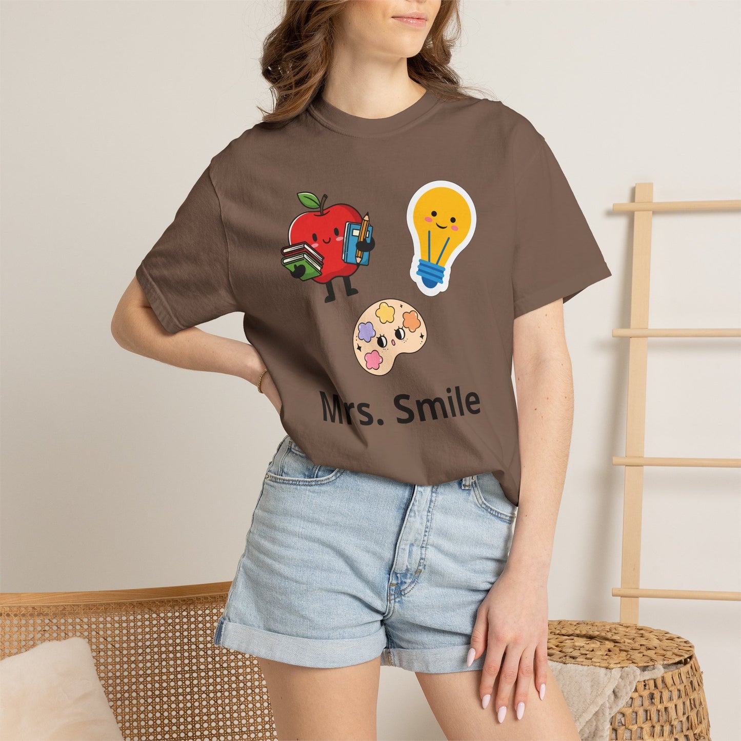 Custom Text Teacher Shirt — Personalized Apple & Lightbulb Tee