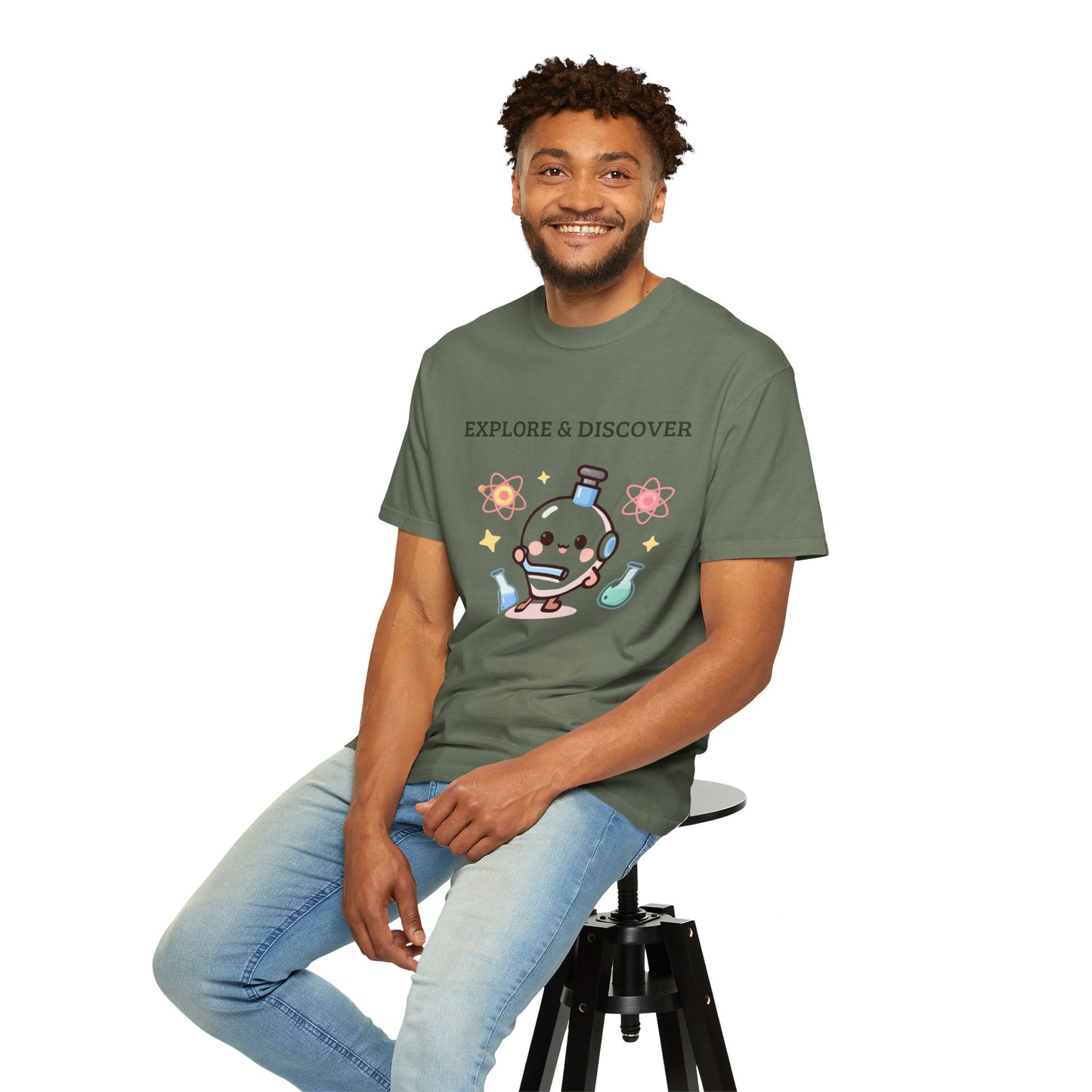 Explore & Discover Science T-Shirt — Cute Kawaii Lab Robot Tee
