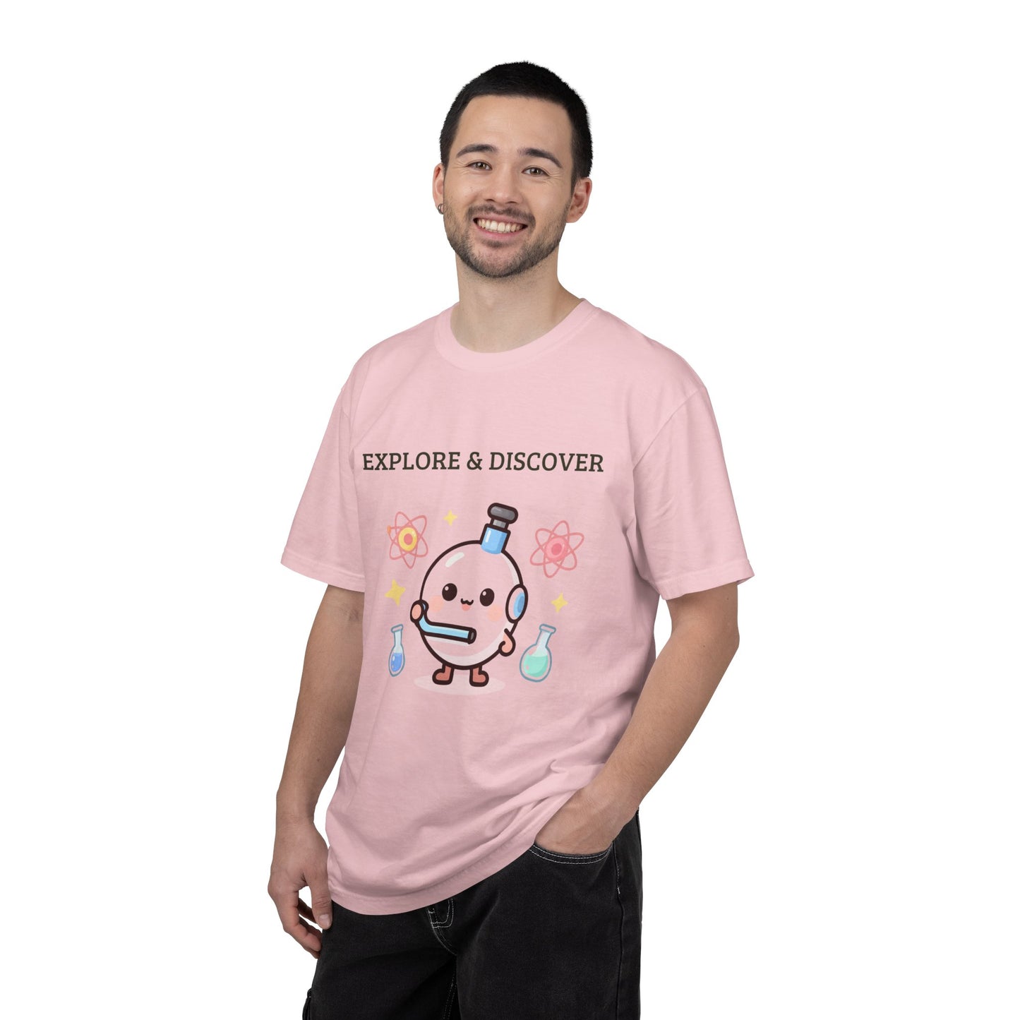 Explore & Discover Science T-Shirt — Cute Kawaii Lab Robot Tee