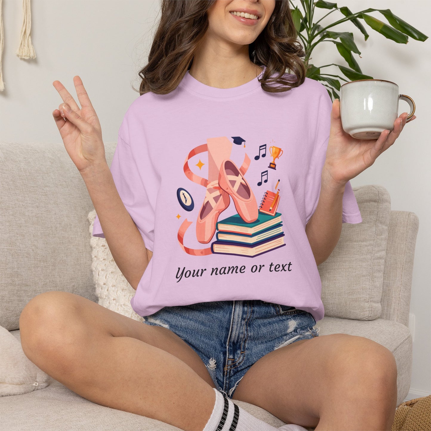 Personalized Ballet & Books Tee — Dance Recital & Book Lover Gift (Add Your Name)