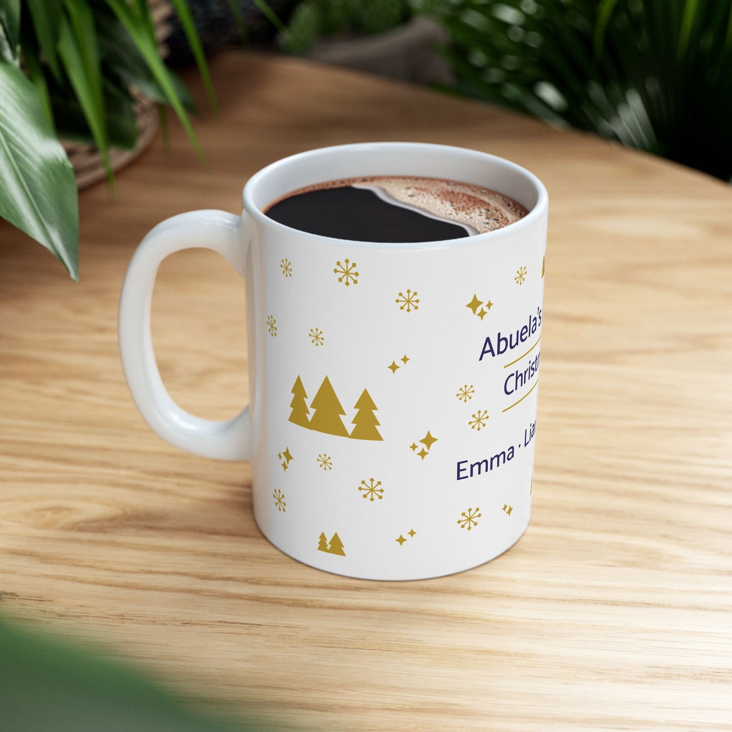 Personalized Abuela Christmas Mug with Grandkids Names — Custom Family Gift