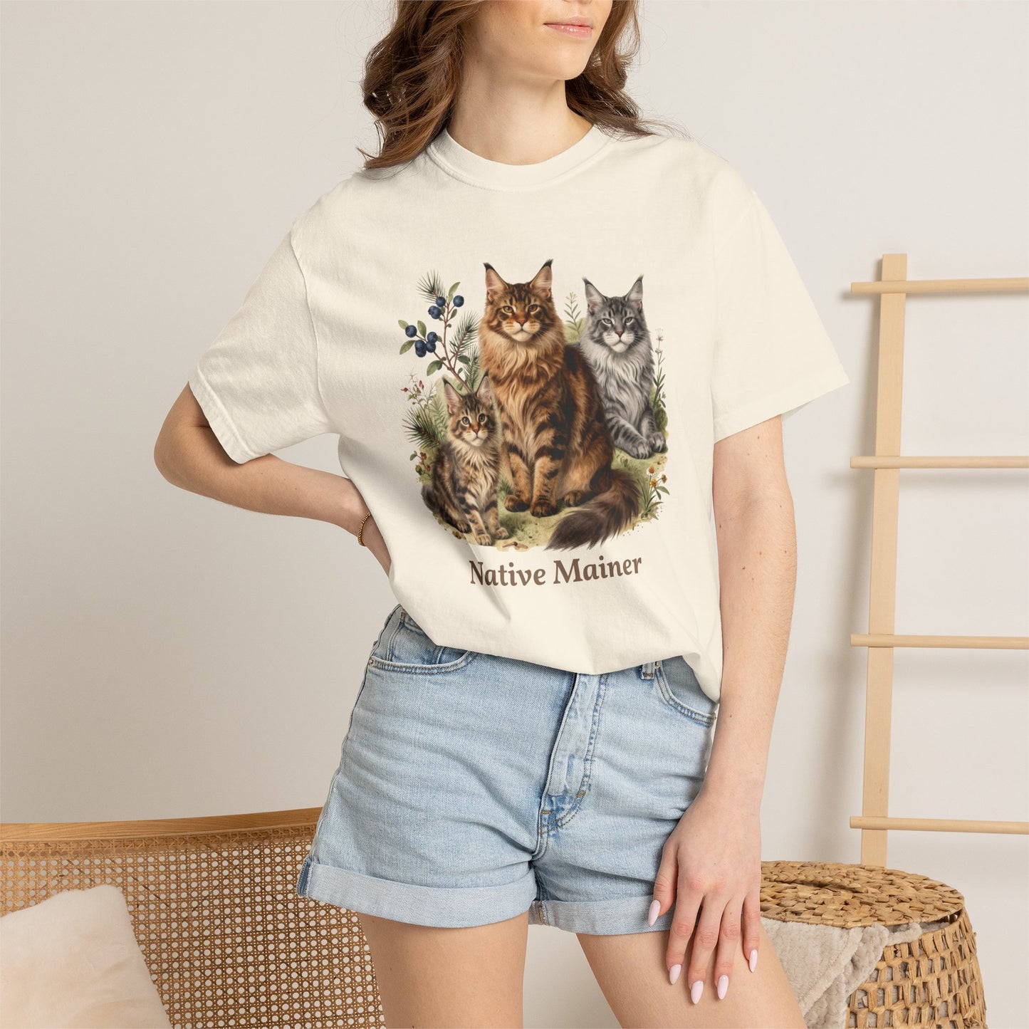 Personalized Maine Coon Cat Shirt — Custom Text Trio Tee