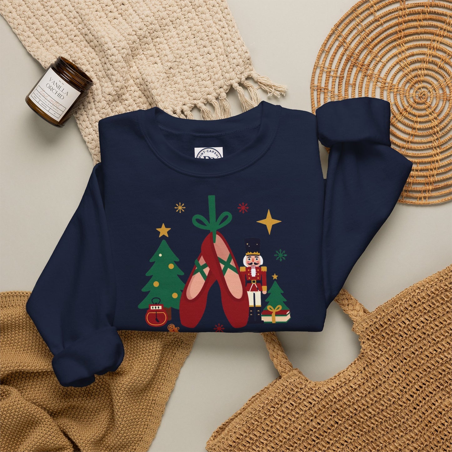 Personalized Nutcracker Season Sweatshirt — Red Pointe Shoes Dance Studio Crewneck (Add Studio Name)