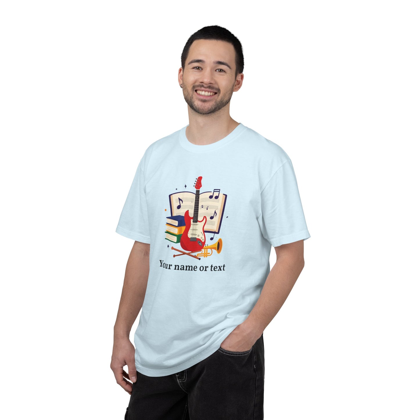 Personalized Music Tee — Guitar & Sheet Music Gift for Musicians & Music Teachers (Add Your Name)