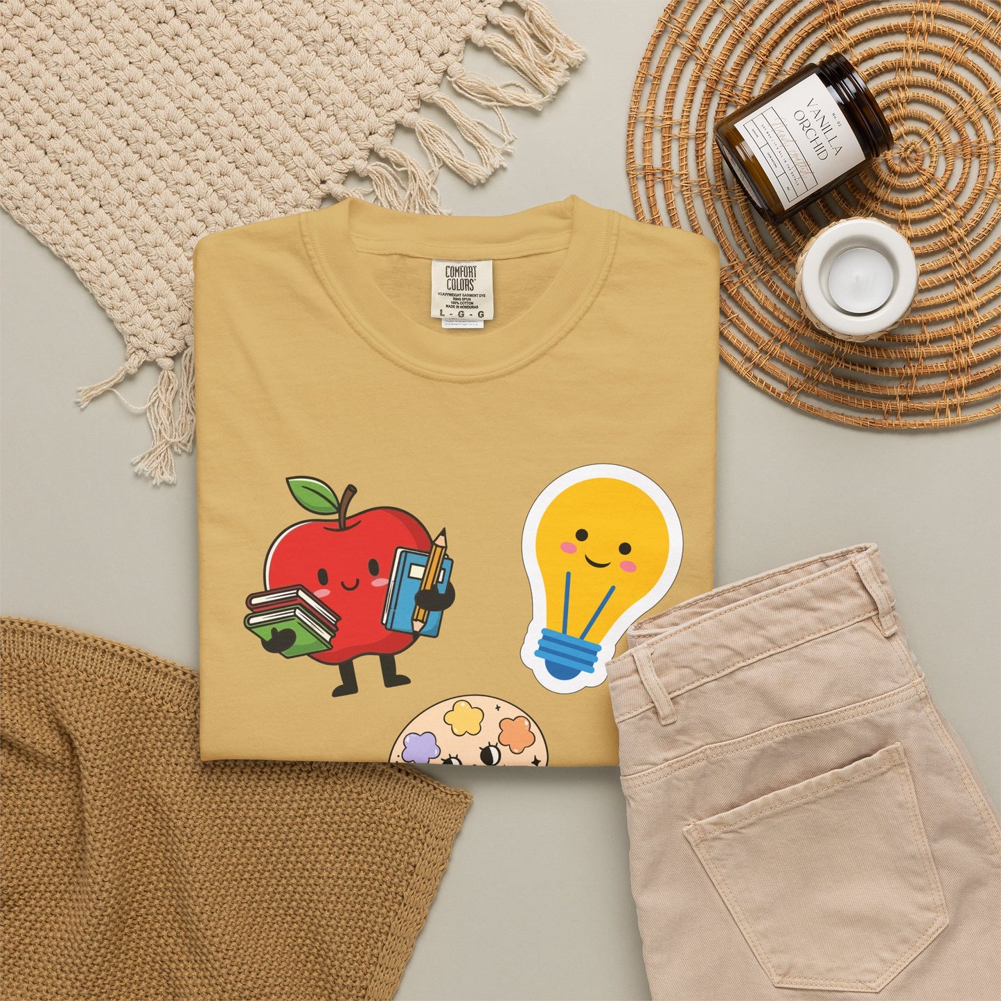 Custom Text Teacher Shirt — Personalized Apple & Lightbulb Tee
