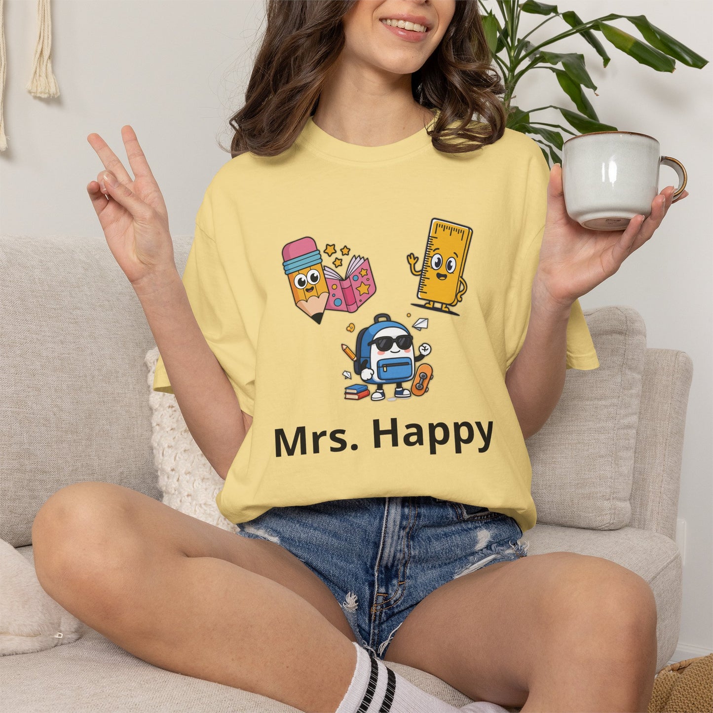 Mrs. Happy Cute Snack Characters T-Shirt