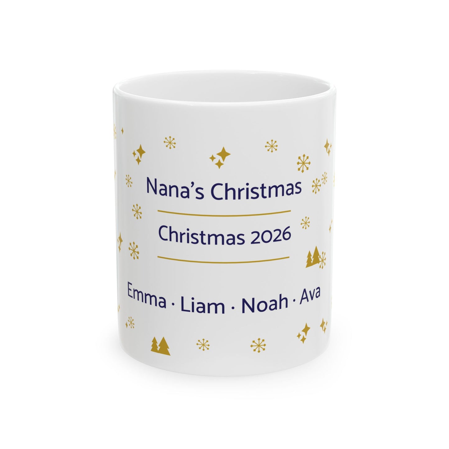 Personalized Nana Christmas Mug with Grandkids Names — Custom Grandma Gift