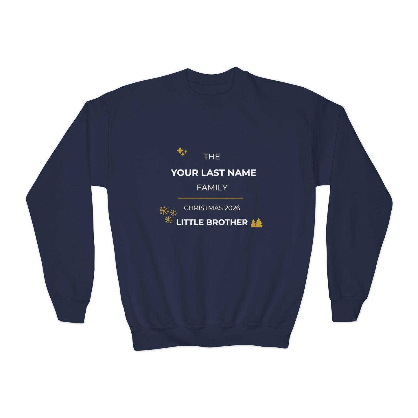 Personalized Family Christmas Sweatshirt — Little Brother Matching Crewneck (Add Last Name)