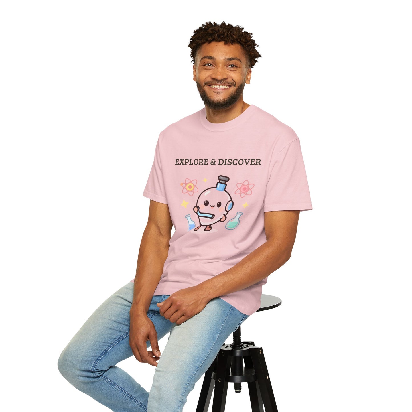 Explore & Discover Science T-Shirt — Cute Kawaii Lab Robot Tee