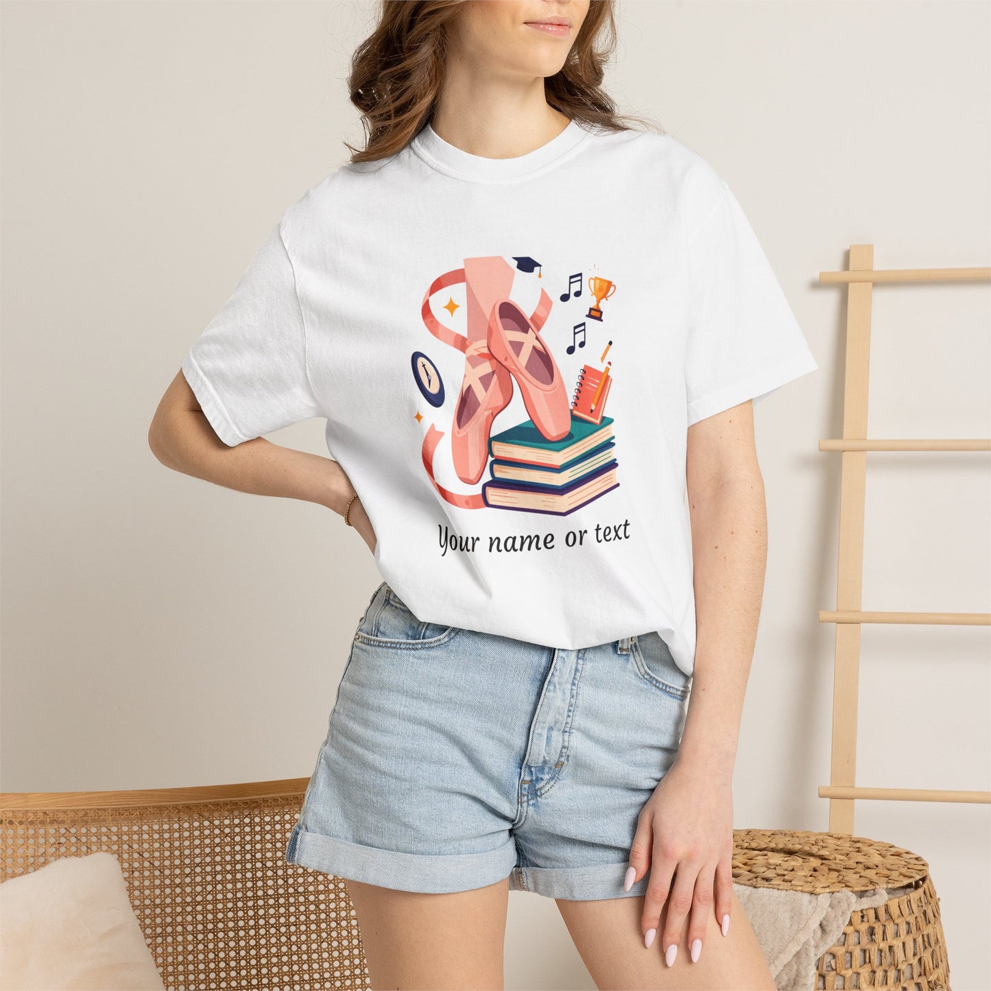 Personalized Ballet & Books Tee — Dance Recital & Book Lover Gift (Add Your Name)
