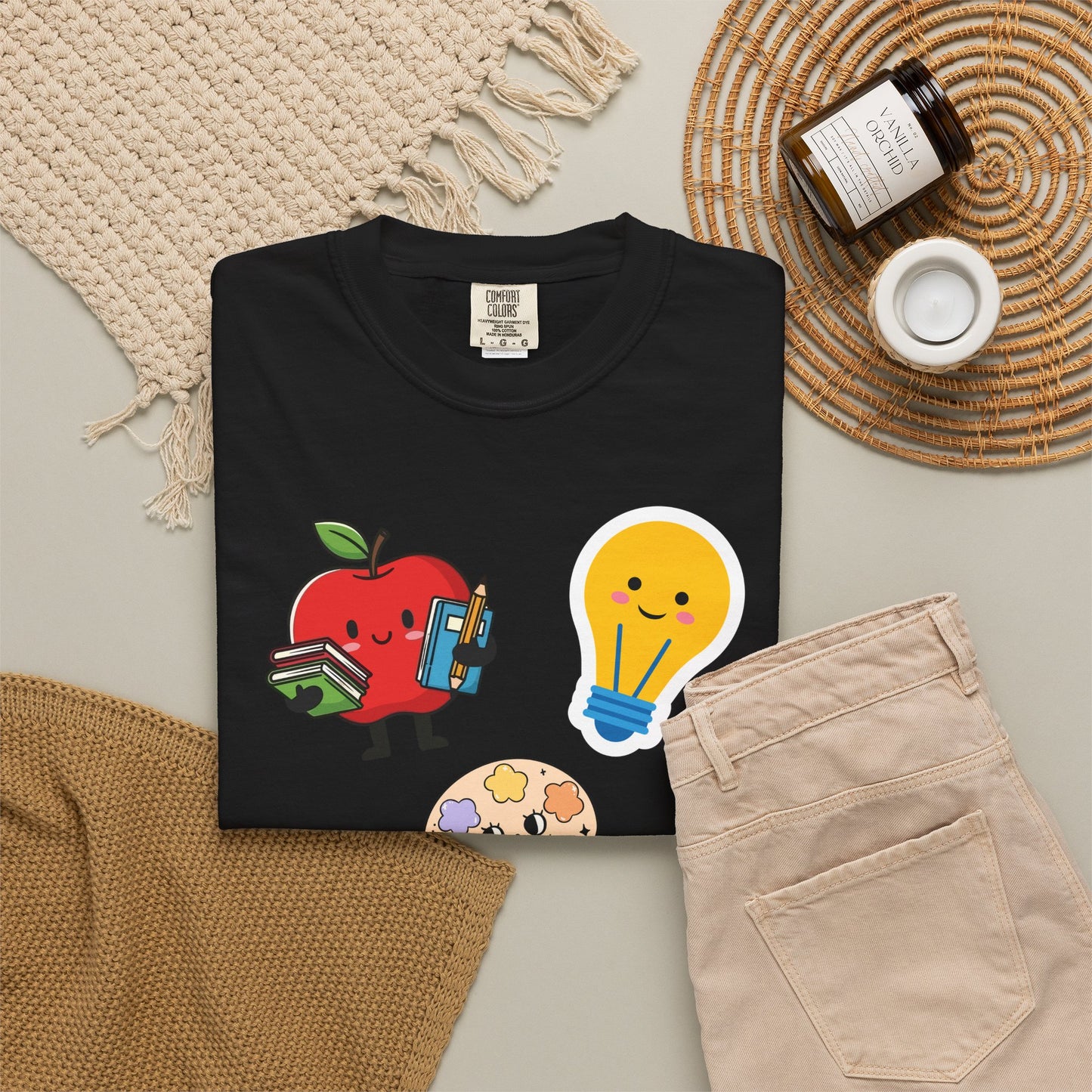 Custom Text Teacher Shirt — Personalized Apple & Lightbulb Tee