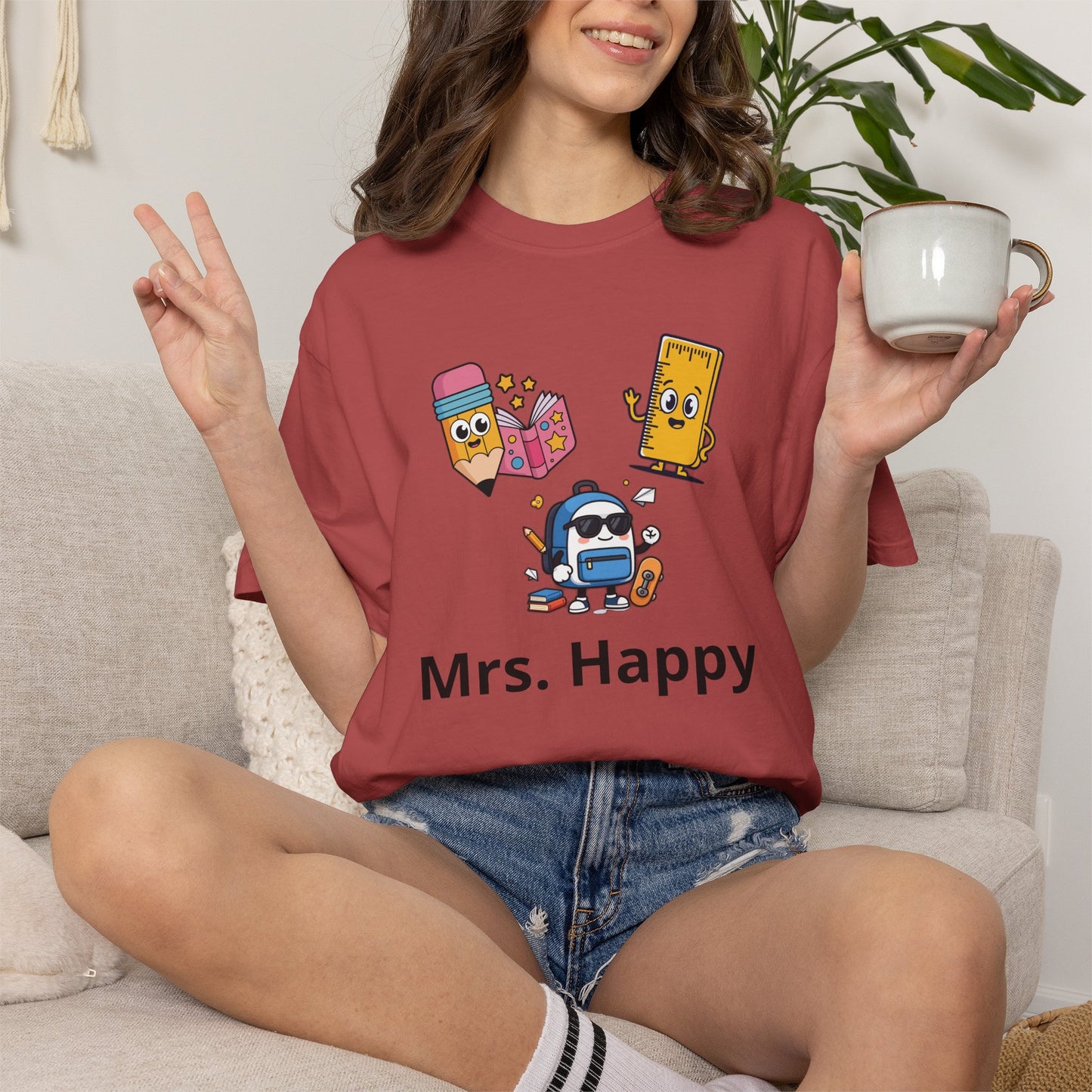 Mrs. Happy Cute Snack Characters T-Shirt
