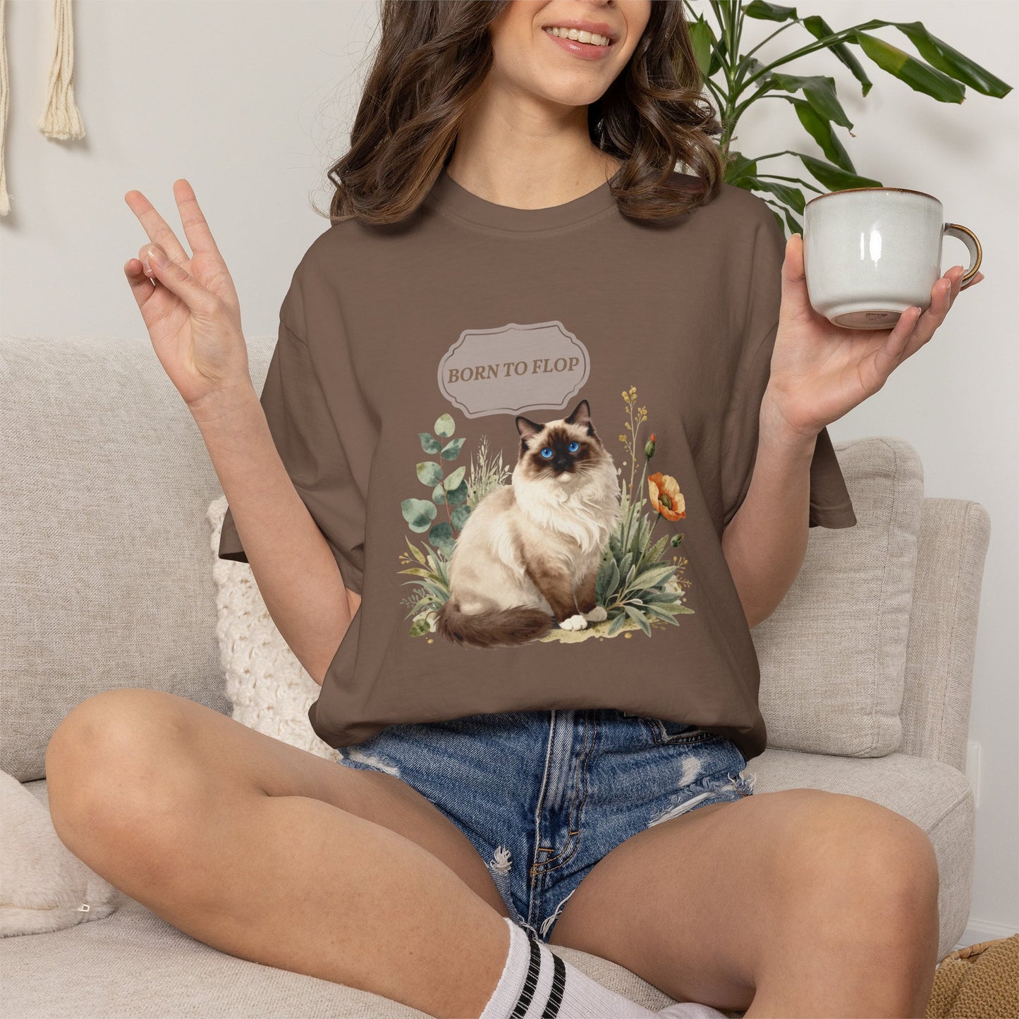Personalized Ragdoll Cat Shirt — Custom Text Floral Tee