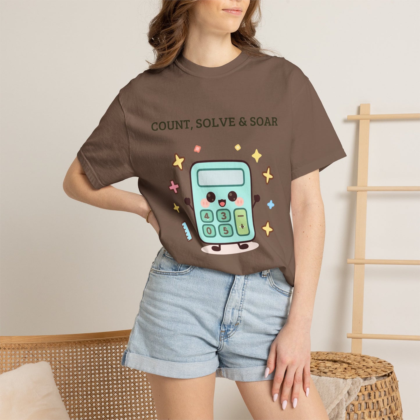 Count, Solve & Soar Calculator T-Shirt — Cute Math Teacher Student Tee