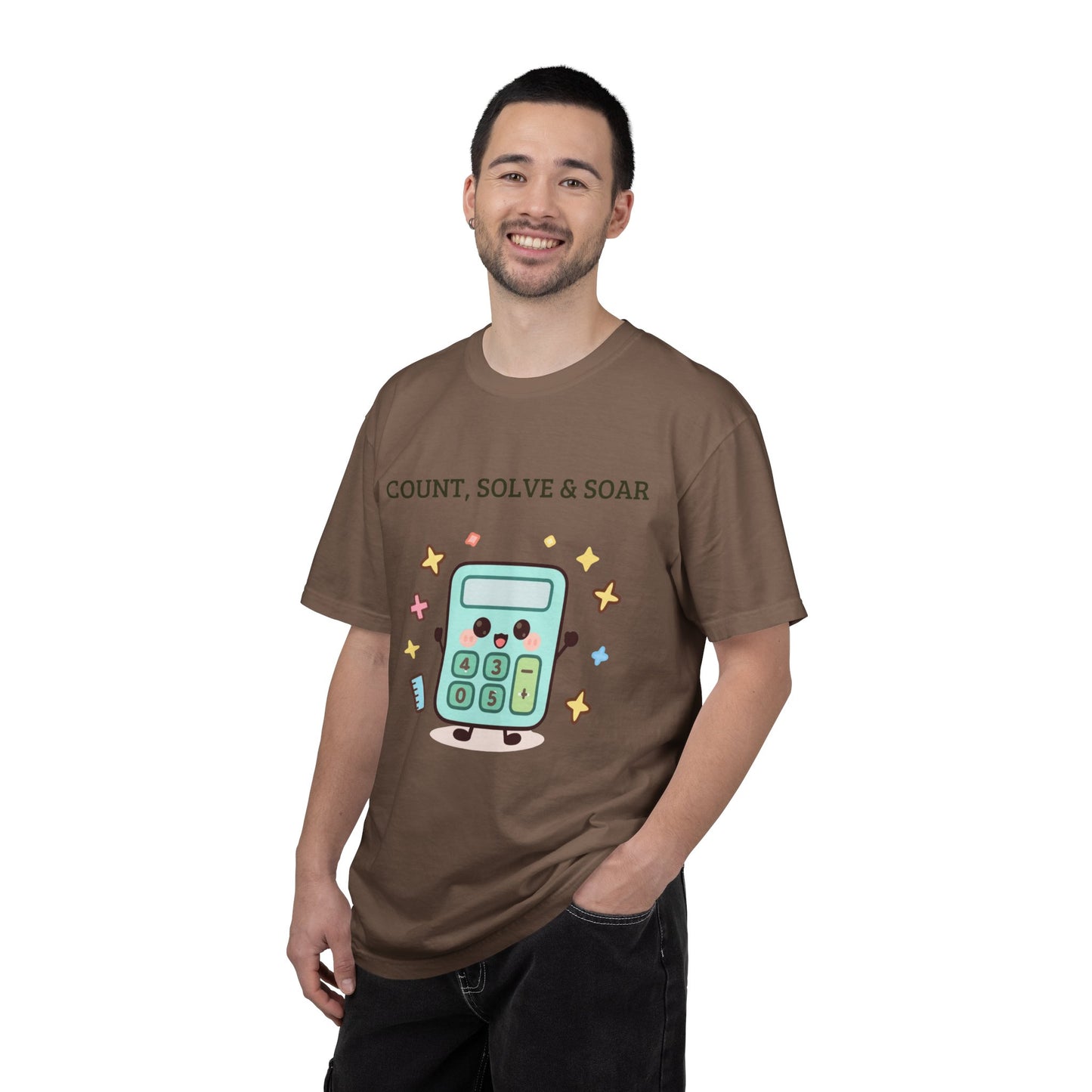 Count, Solve & Soar Calculator T-Shirt — Cute Math Teacher Student Tee